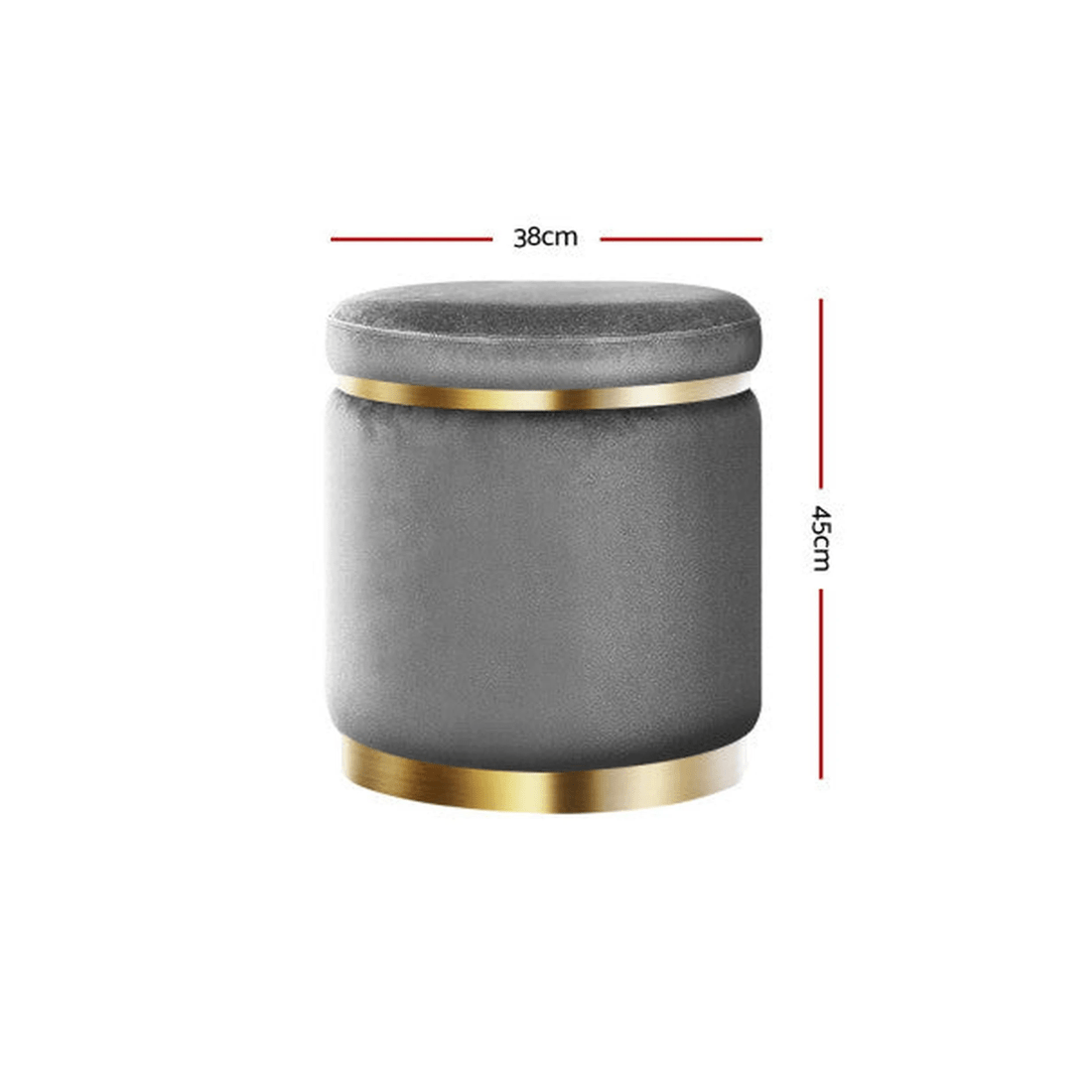 3 Artiss Ottoman Foot Stool Round Velvet - Black, 3 of 7