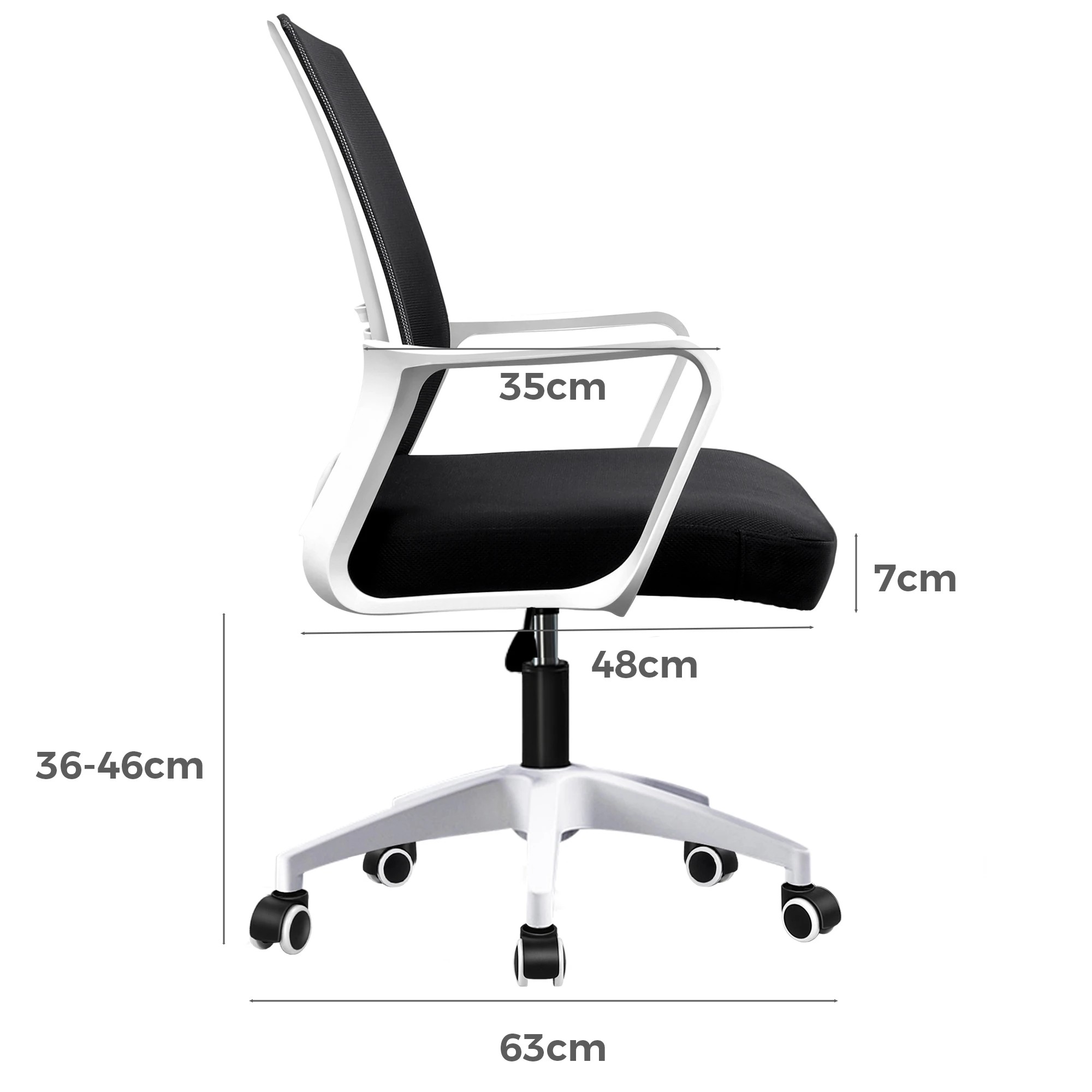 6 Alfordson Mesh Office Chair Executive Computer Seat Work Gaming Racing Study - White Black, 6 of 10