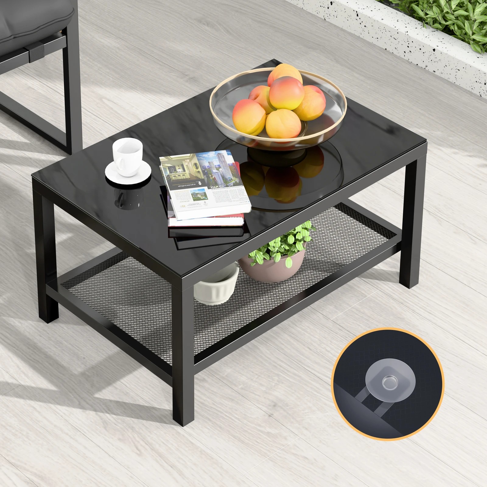 4 Alfordson 2PCS Outdoor Lounge Sofa Set Wicker Furniture Table and Chairs Garden - Grey, 4 of 9