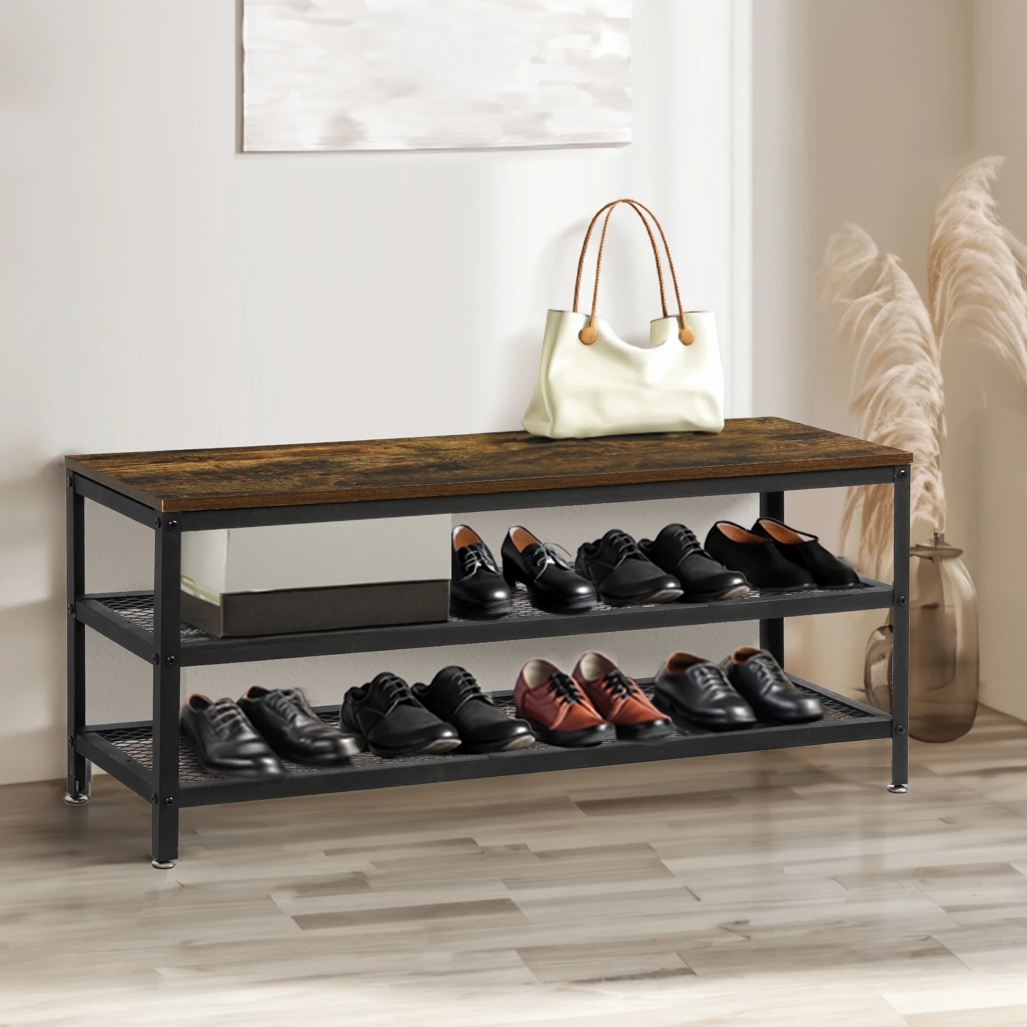 7 Levede 3-Tier Shoe Rack Bench Storage Cabinet Organisers Industrial Steel 100cm, 7 of 7