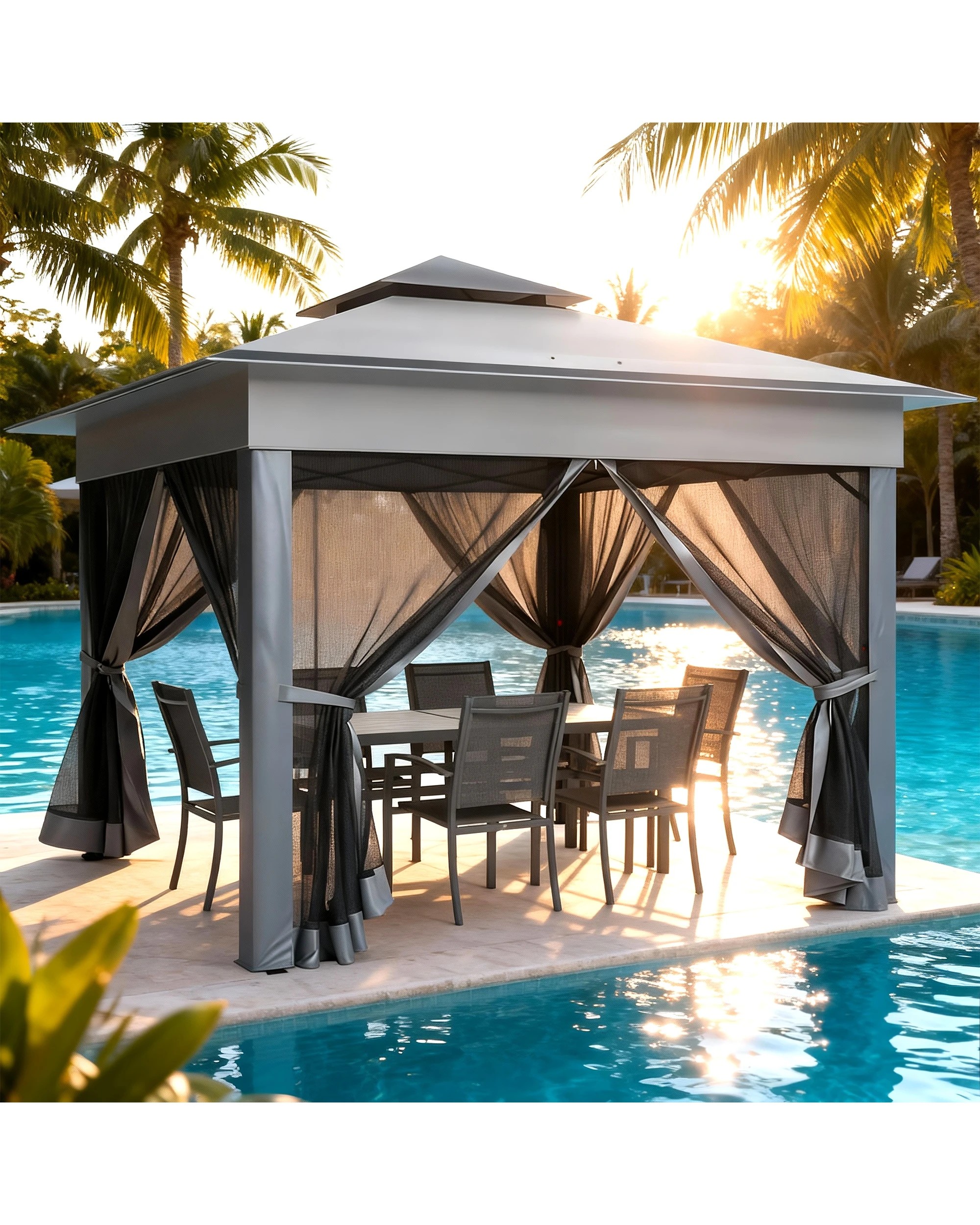 4 Advwin 3.3x3.3m Gazebo Marquee Pop-up Folding Canopy with 4 Mesh Panels, 4 of 7