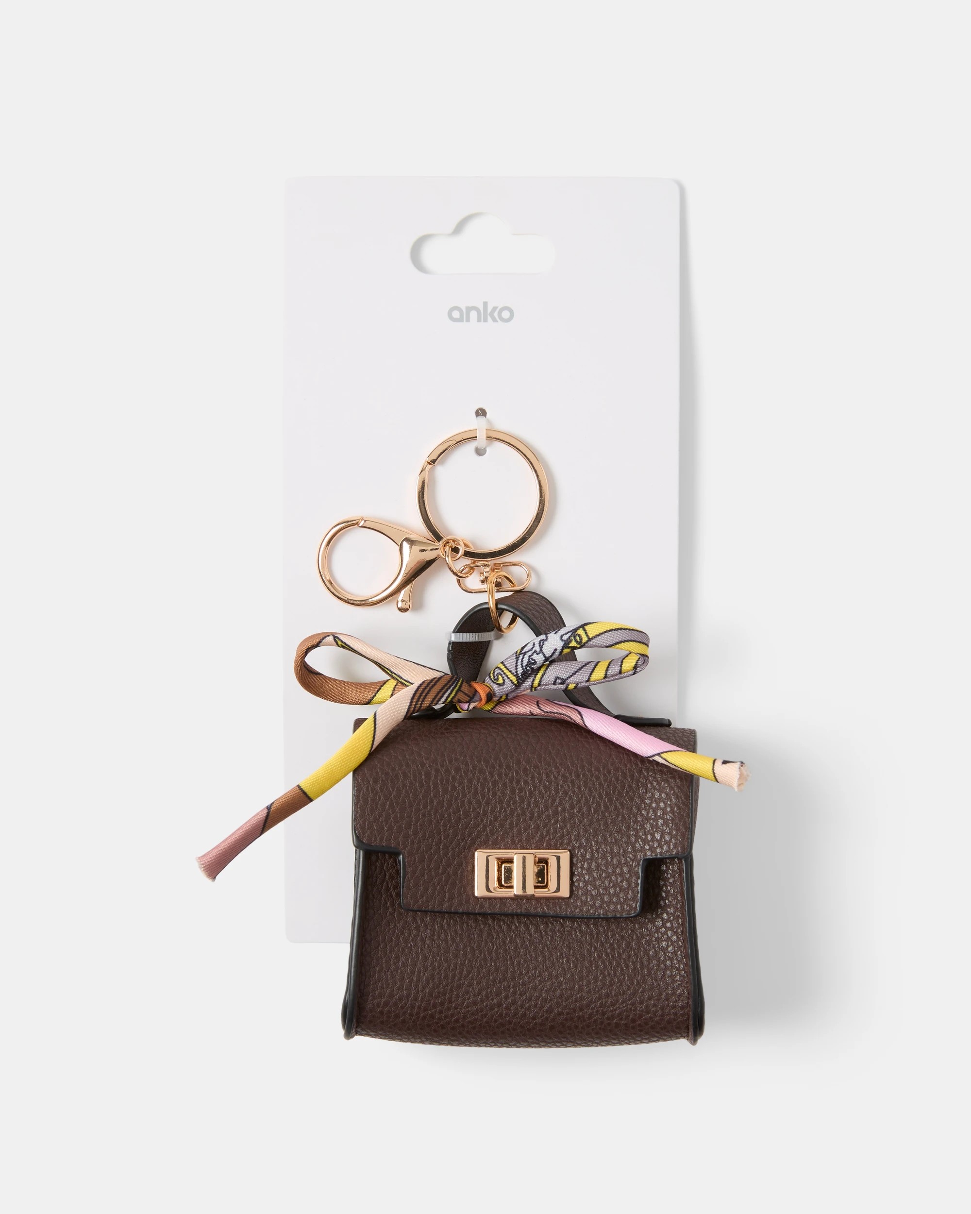 3 Bag Charm Keyring - Brown and Gold Tone, 3 of 3