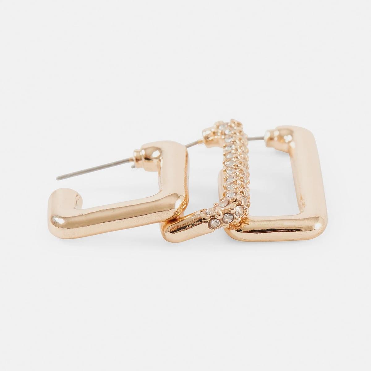 3 3 Pack Square Hoop Earrings - Gold Tone Gold, 3 of 5