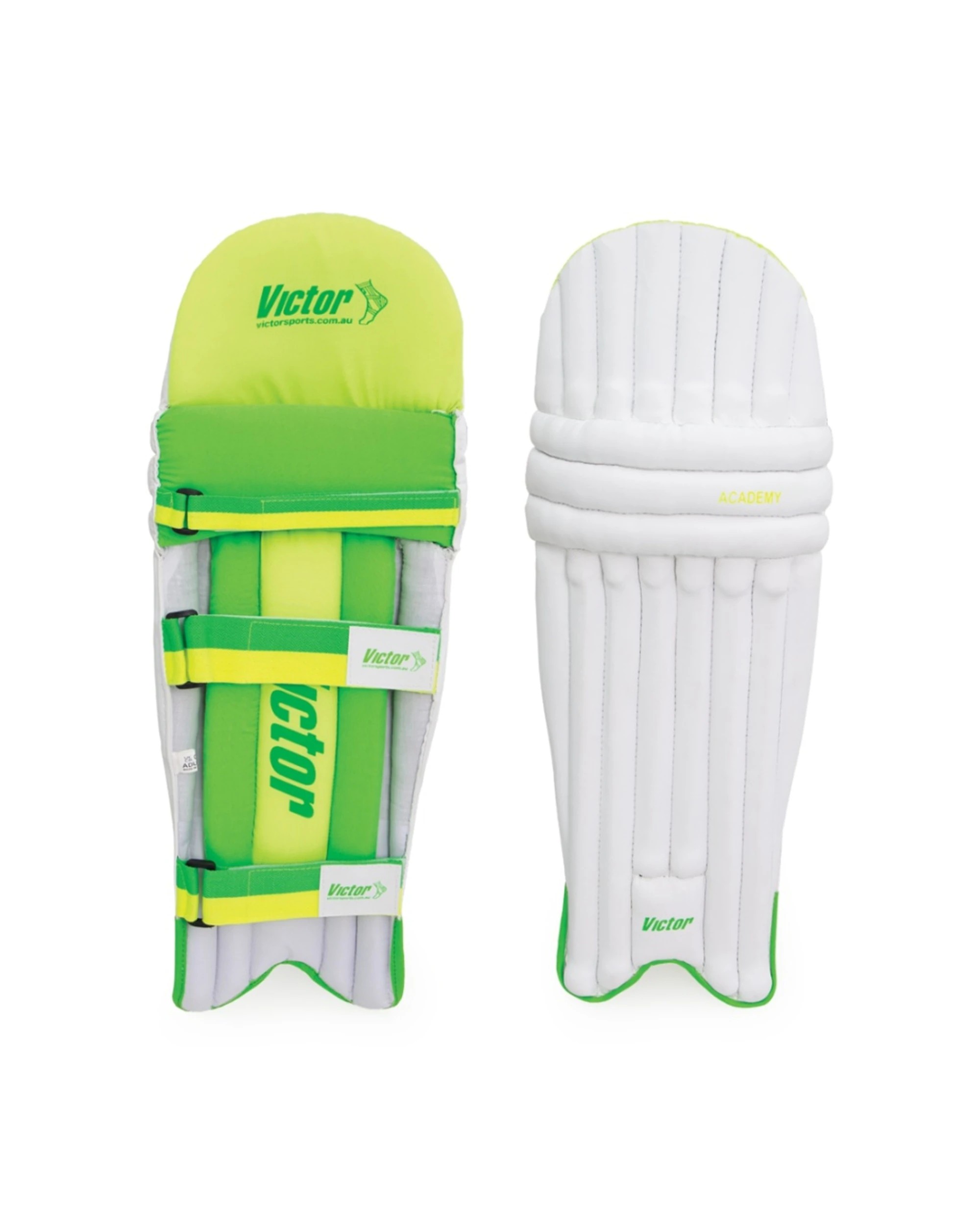 2 Victor Sports Cricket Batting Pads Academy Kapok Protection Junior - White, 2 of 3
