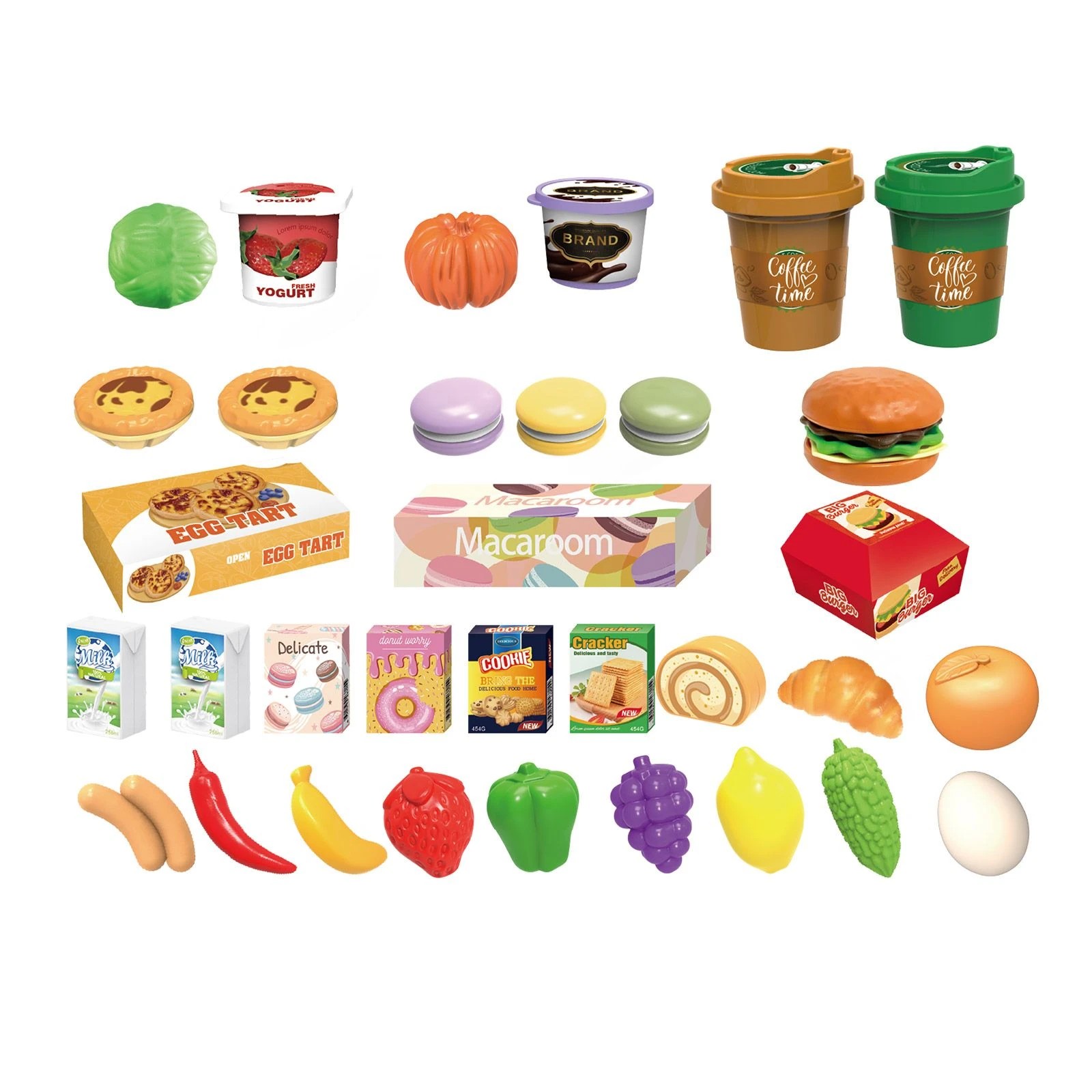 5 Ausway Childrens Supermarket Playset Trolley with 2 Detachable Baskets & 33 Pretend Play Food Accessories, 5 of 7