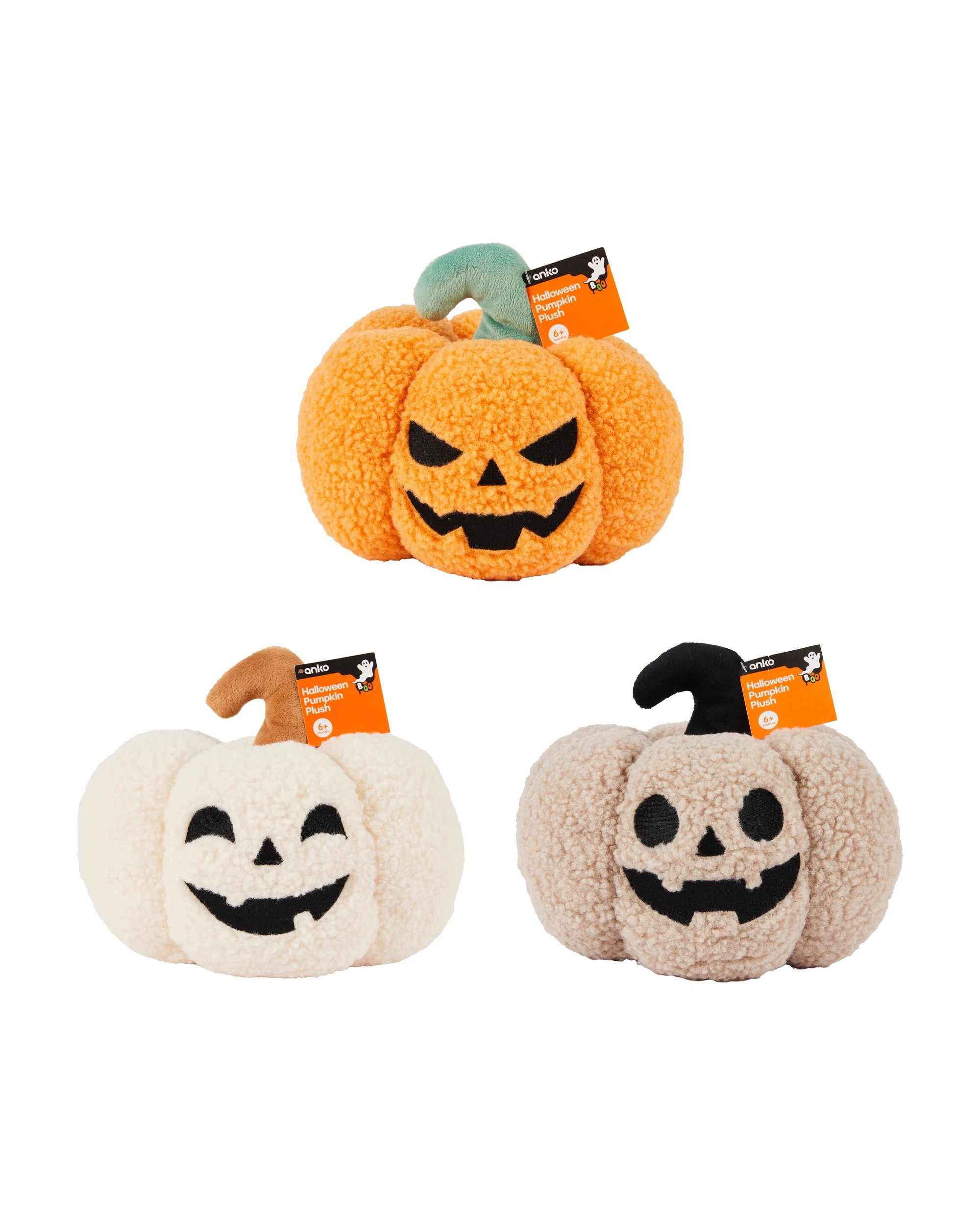 6 Halloween Pumpkin Plush Toy - Assorted, 6 of 6