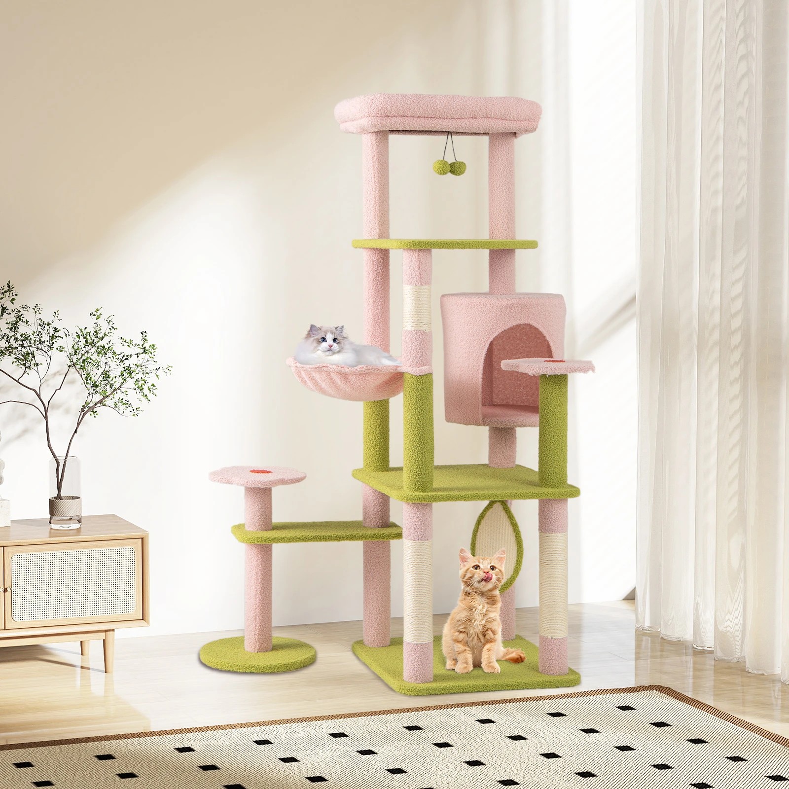 2 Costway 148cm Floral Cat Tree Kitten Tower Indoor Cat Furniture Activity Center, 2 of 4