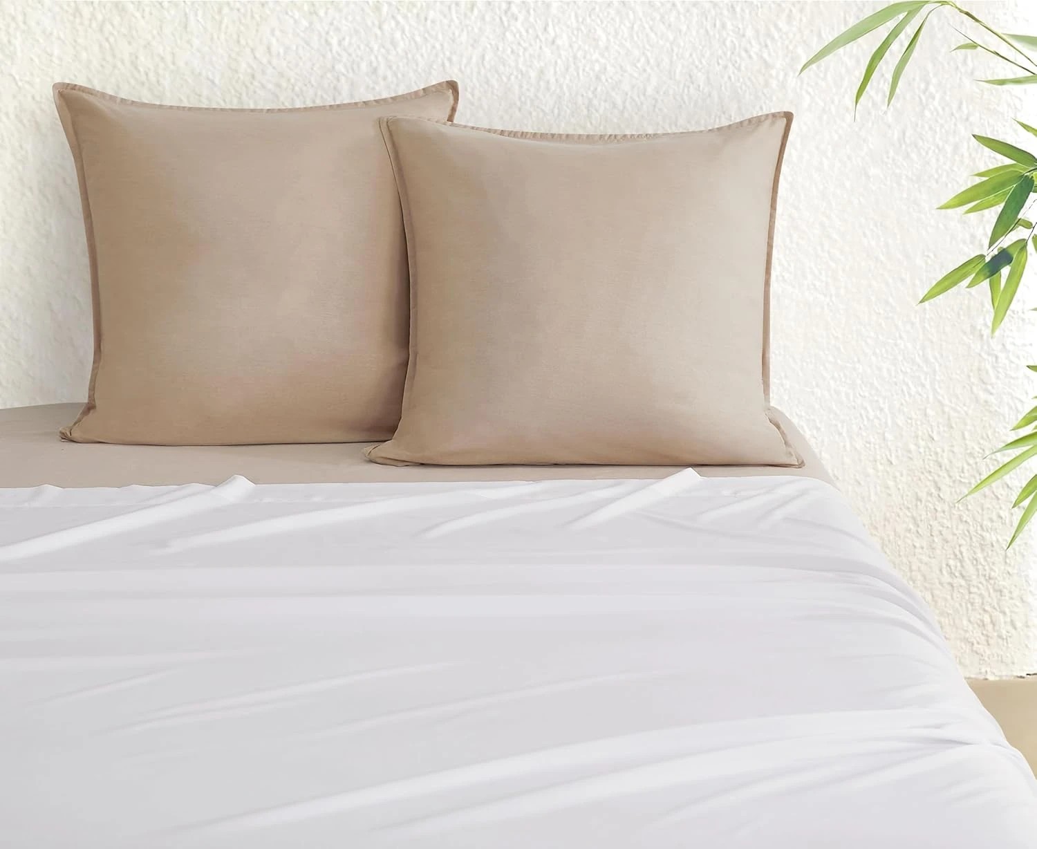 2 Gioia Casa 2-Pack Bamboo Microfibre European Pillowcases Soft Hypoallergenic - Linen, 2 of 5