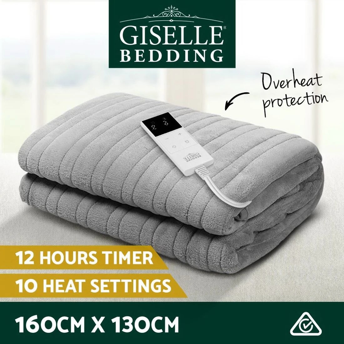 4 Giselle Electric Throw Rug Heated Blanket Fleece - Silver, 4 of 10