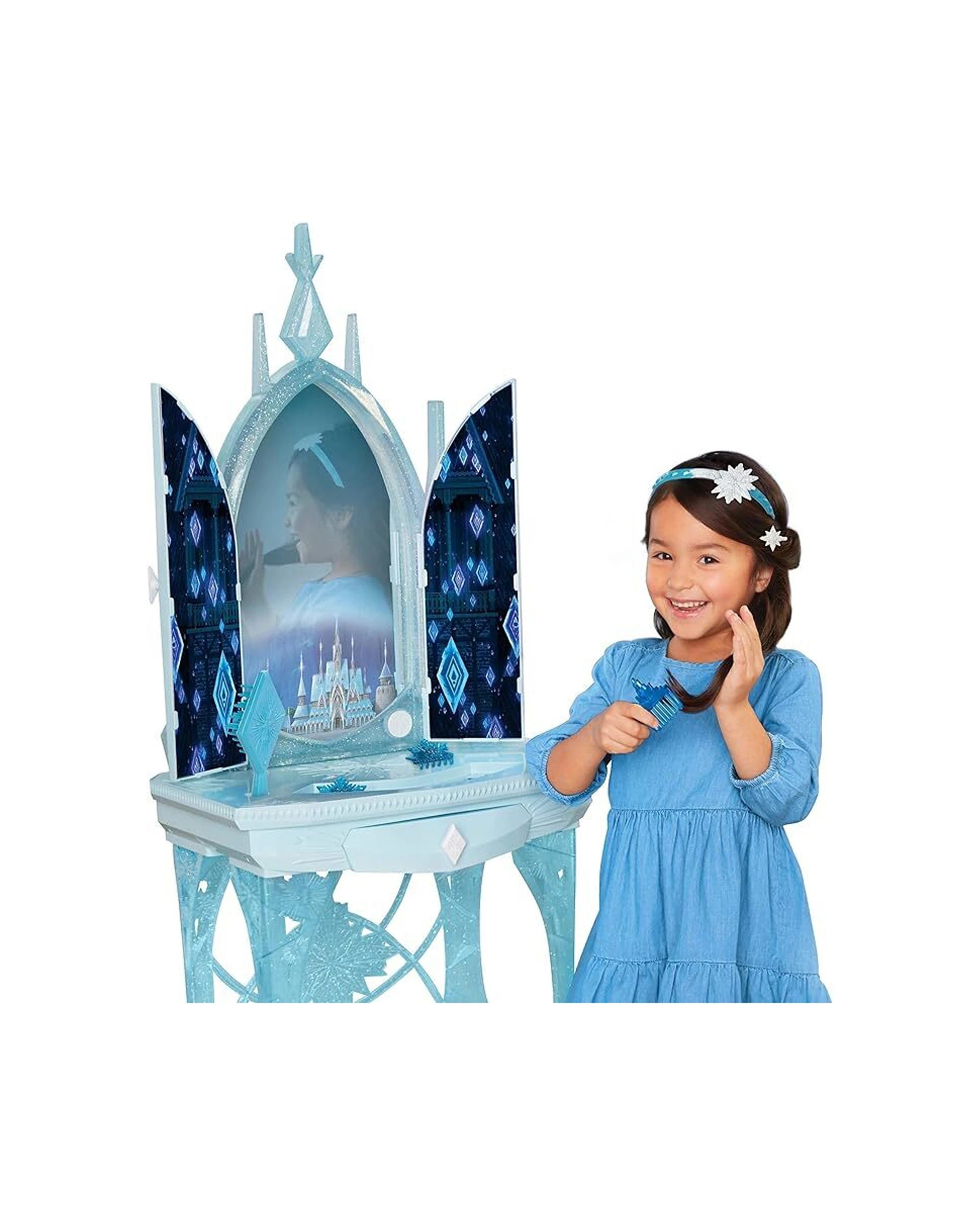 2 Disney Frozen 2 Elsa Feature Kids Beauty Vanity Playset Light Up Toy 3 Years Plus
 - Blue, 2 of 5