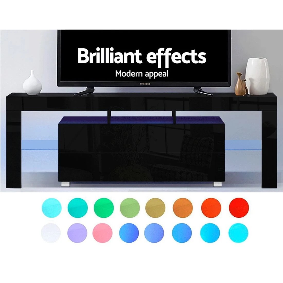 4 Artiss Entertainment Unit TV Cabinet LED 160cm Elo - Black, 4 of 8