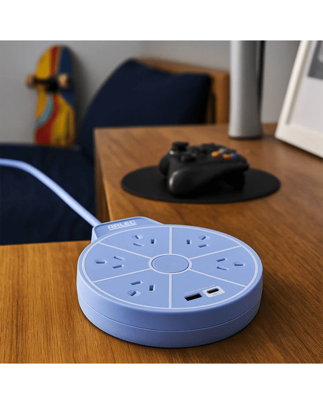 Arlec 5 Outlet USB A & C Charging Ports Round Powerboard - 