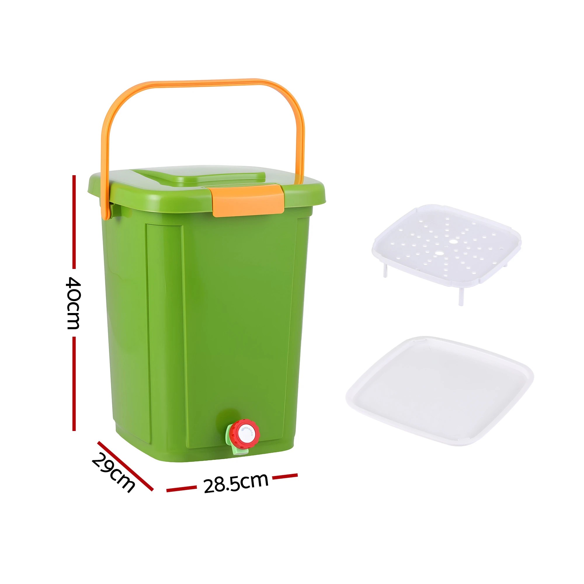 3 Gardeon 15L Kitchen Compost Bin Food Waste Caddy Countertop Drain Tap - Green, 3 of 8
