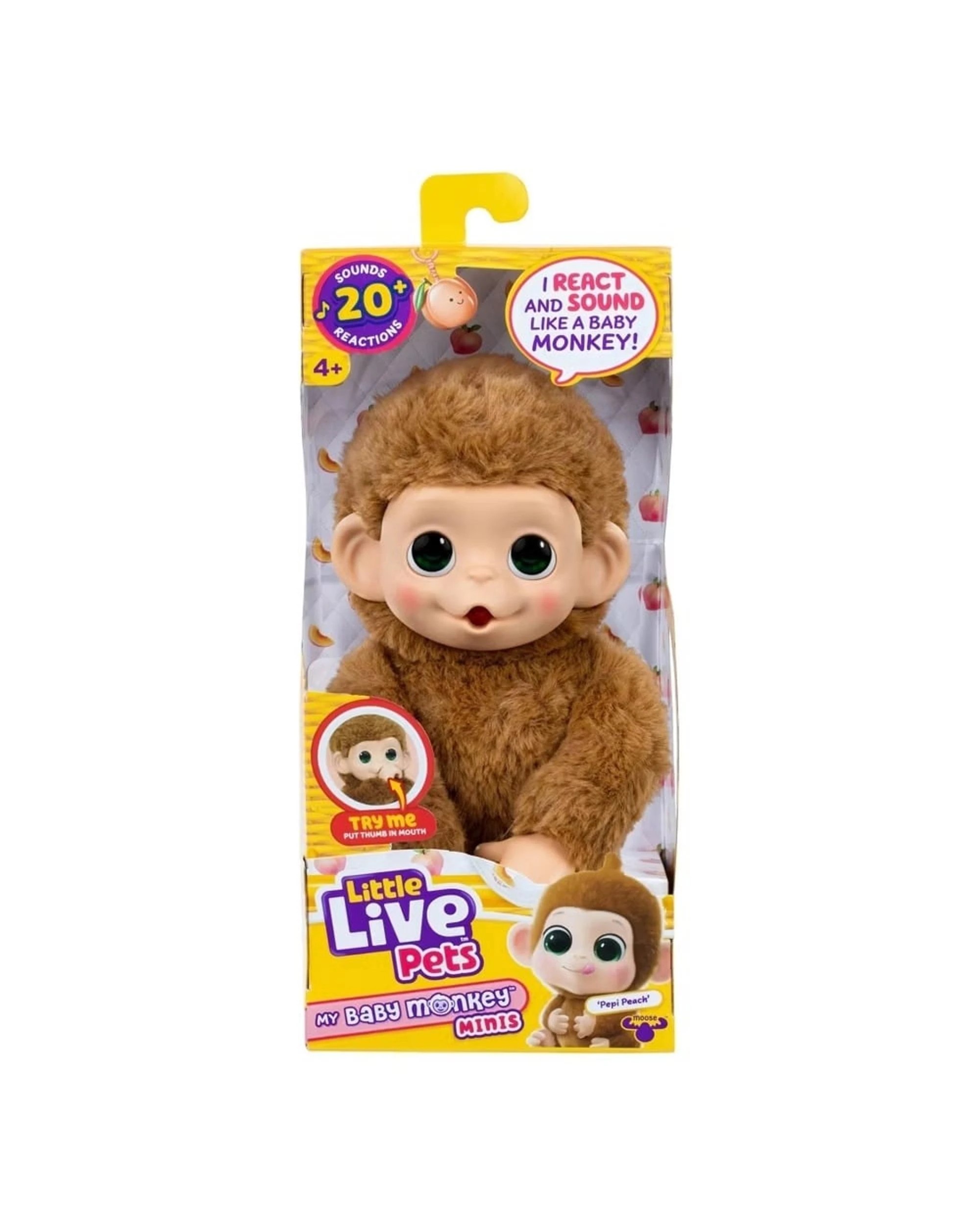 1 Little Live Pets My Baby Monkey Minis Pepi Peach, 1 of 4
