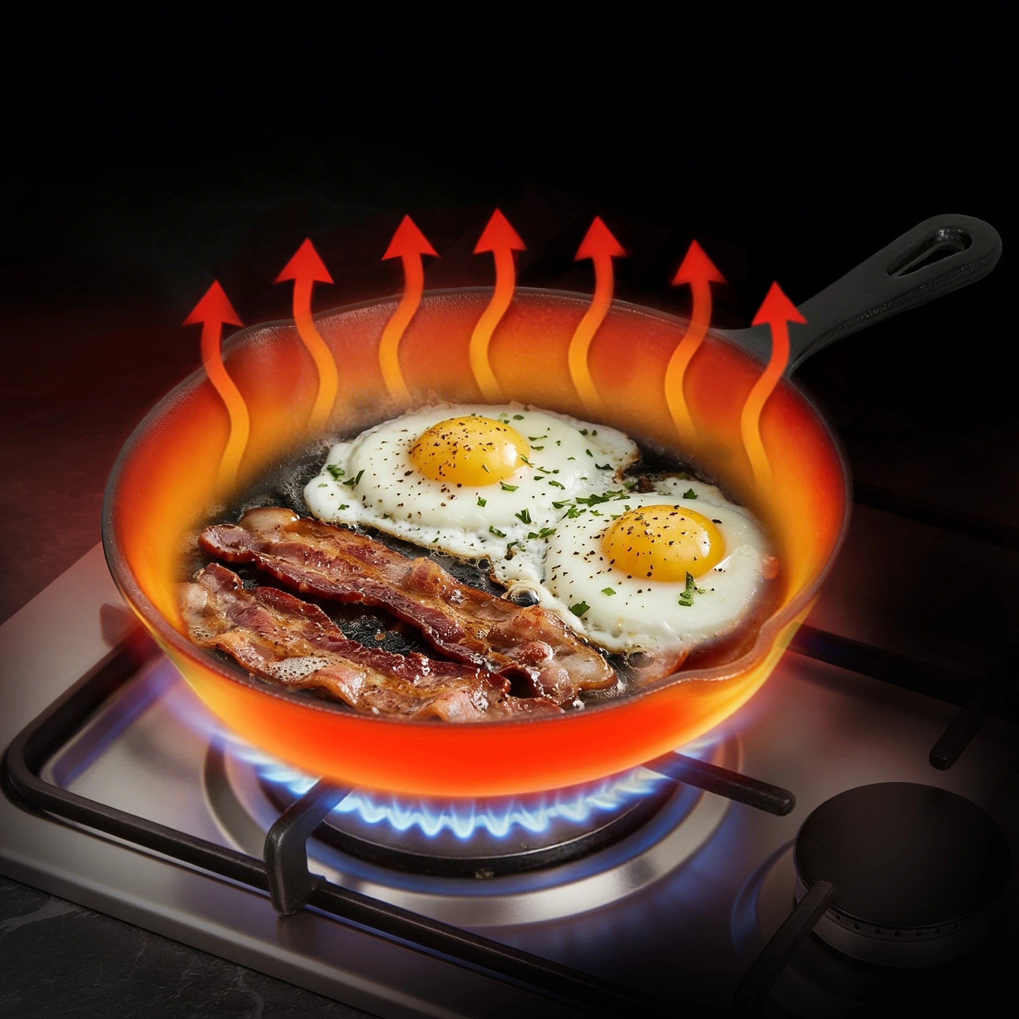 6 5-Star Chef 4 Piece Frying Pan Set Cookware for Gas Induction Ceramic Campfire 14/16/20/24cm - Black, 6 of 8