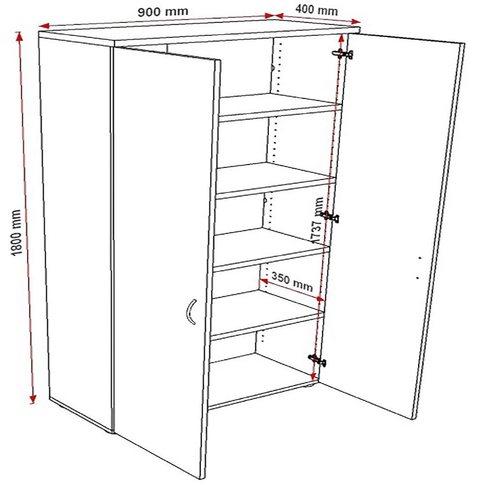 4 Velocity Cupboard 1800mm Golden Beech and Ironstone Grey Cabinets Cupboards, Lockers and Credenzas, 4 of 5