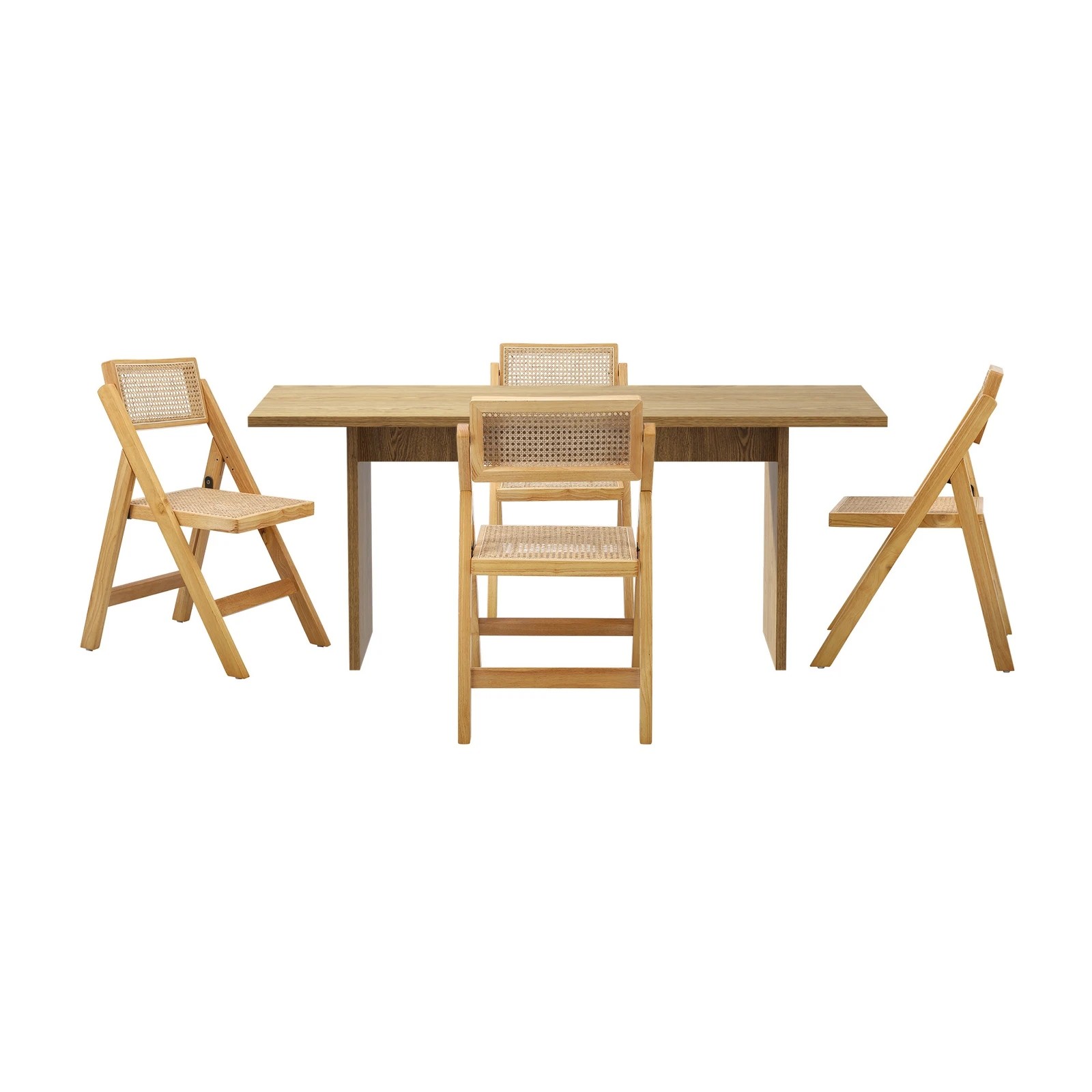 6 Oikiture 180cm Rectangular Dining Table With 4pcs Dining Chairs Foldable
 - Natural, 6 of 10