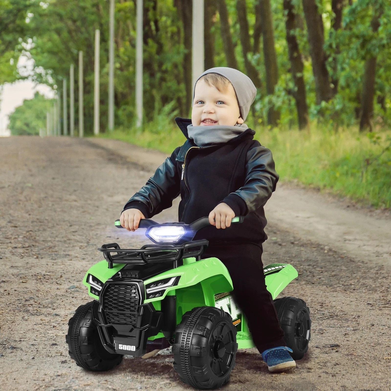 6 Alfordson Kids Ride On Car Electric ATV Toy 25W Motor W/ USB MP3 LED Light - Green, 6 of 10