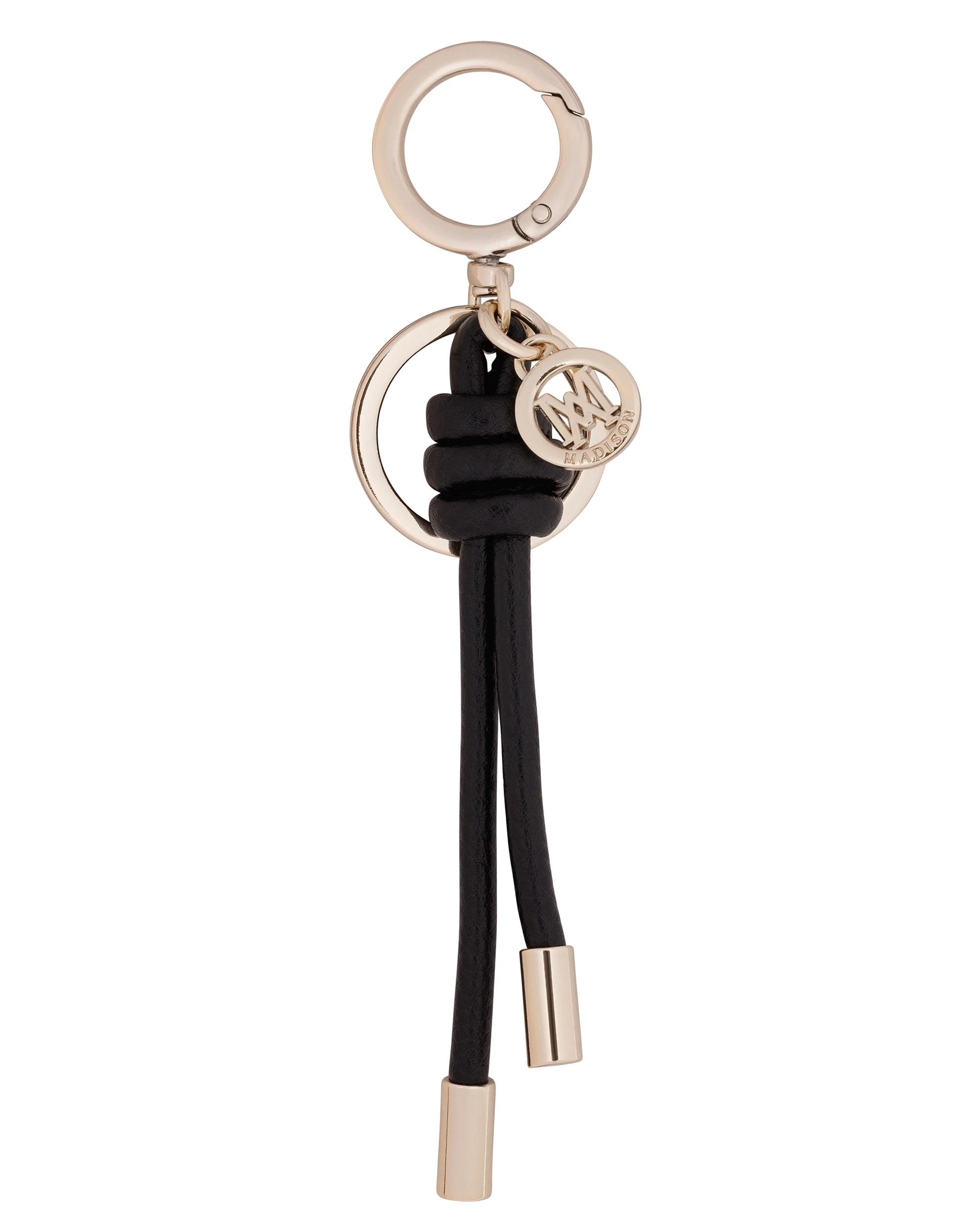 1 Madison Accessories Knot Keychain Bag Charm BLACK, 1 of 2