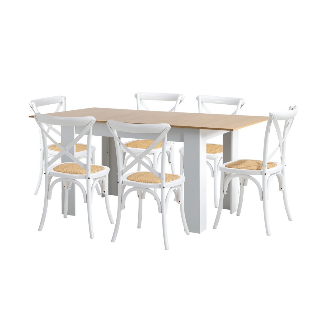 8 Oikiture 160cm Extendable Dining Table With 6pcs Dining Chairs Crossback
 - Multi, 8 of 10