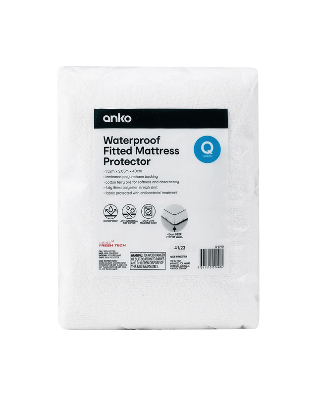 Waterproof Fitted Mattress Protector - Queen Bed, W