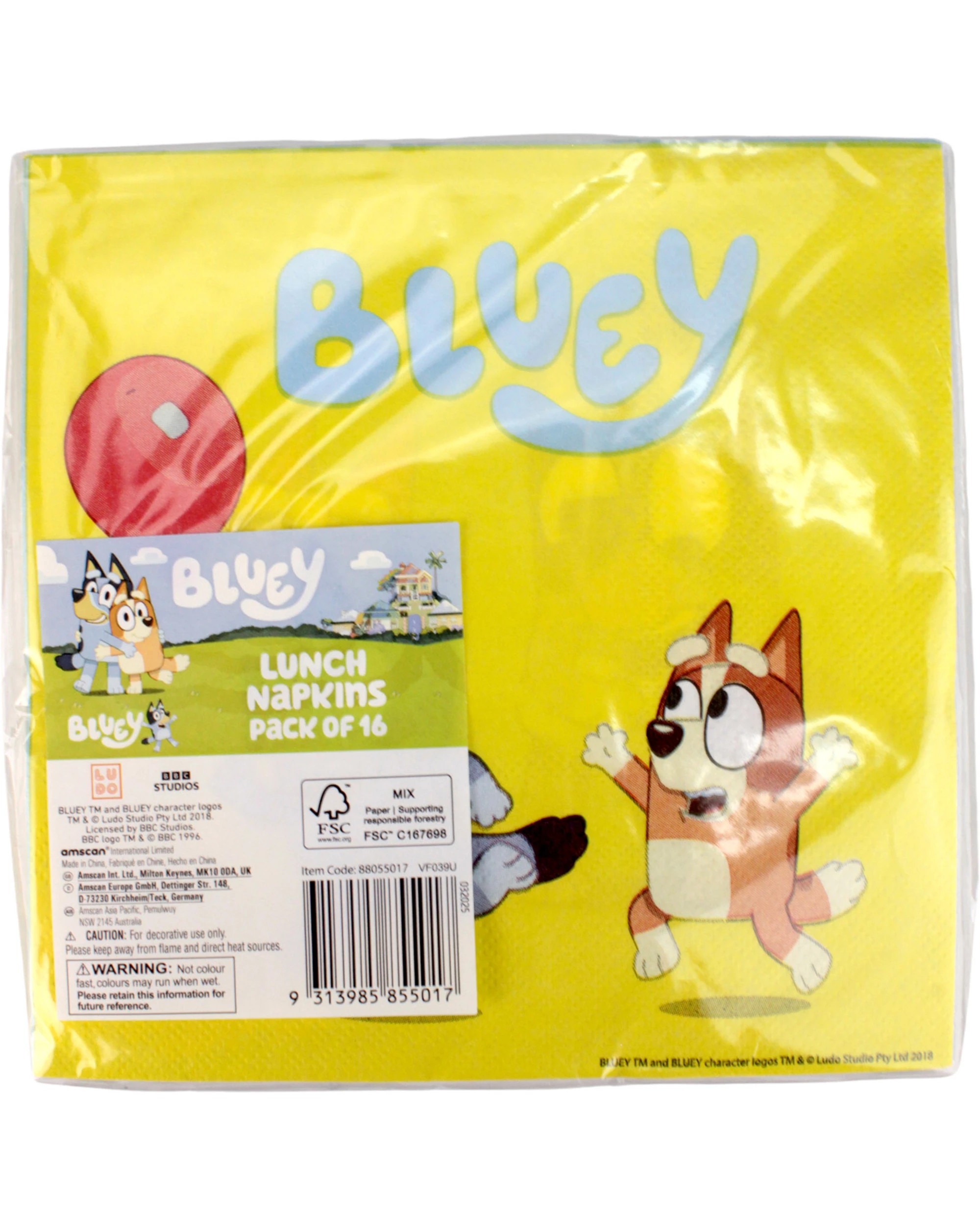2 Anagram Bluey and Bingo Large Napkins Serviettes Pack of 16Multi - Multi, 2 of 2