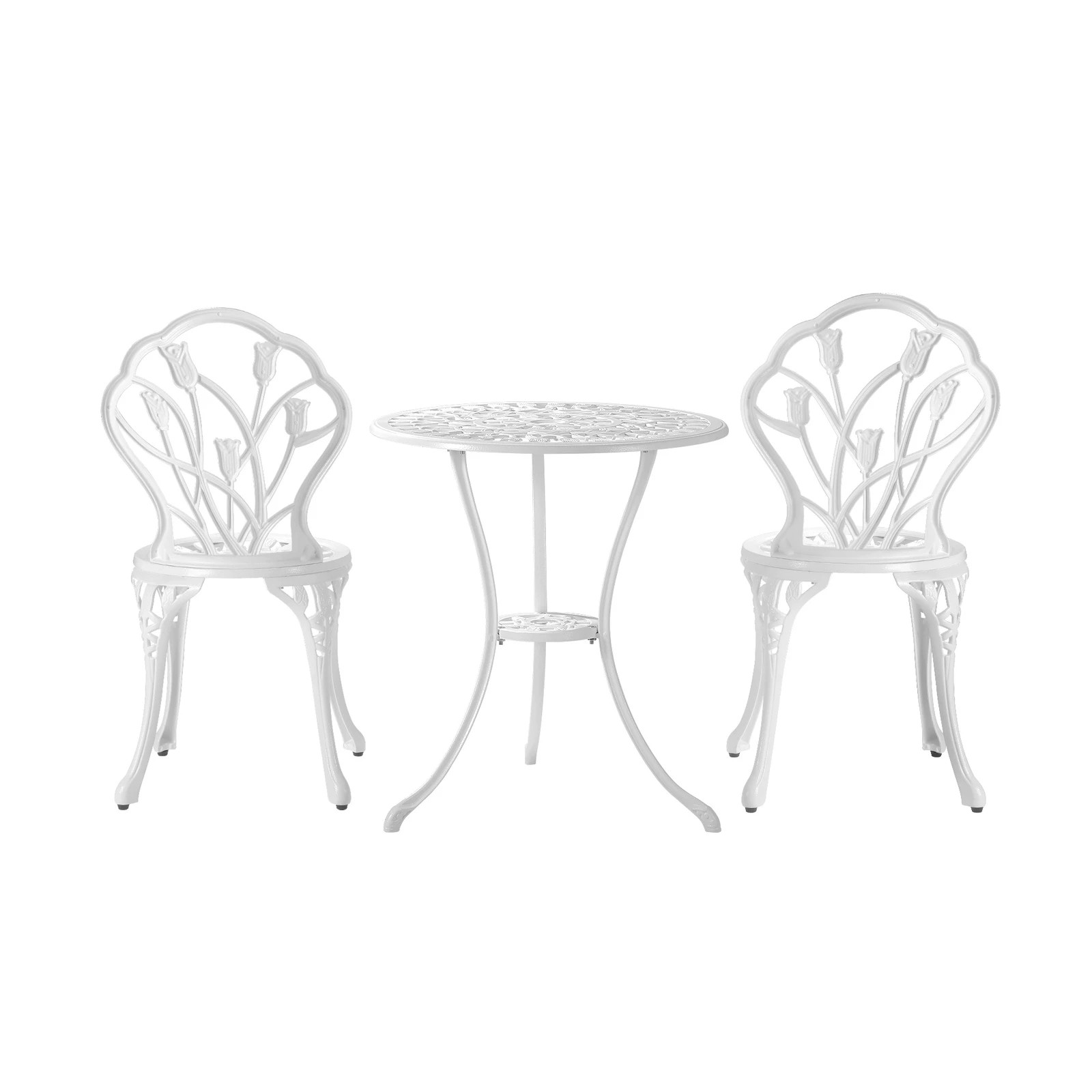 4 Livsip 3 Piece Outdoor Furniture Setting Chairs Table Bistro Patio Dining Set
 - White, 4 of 10