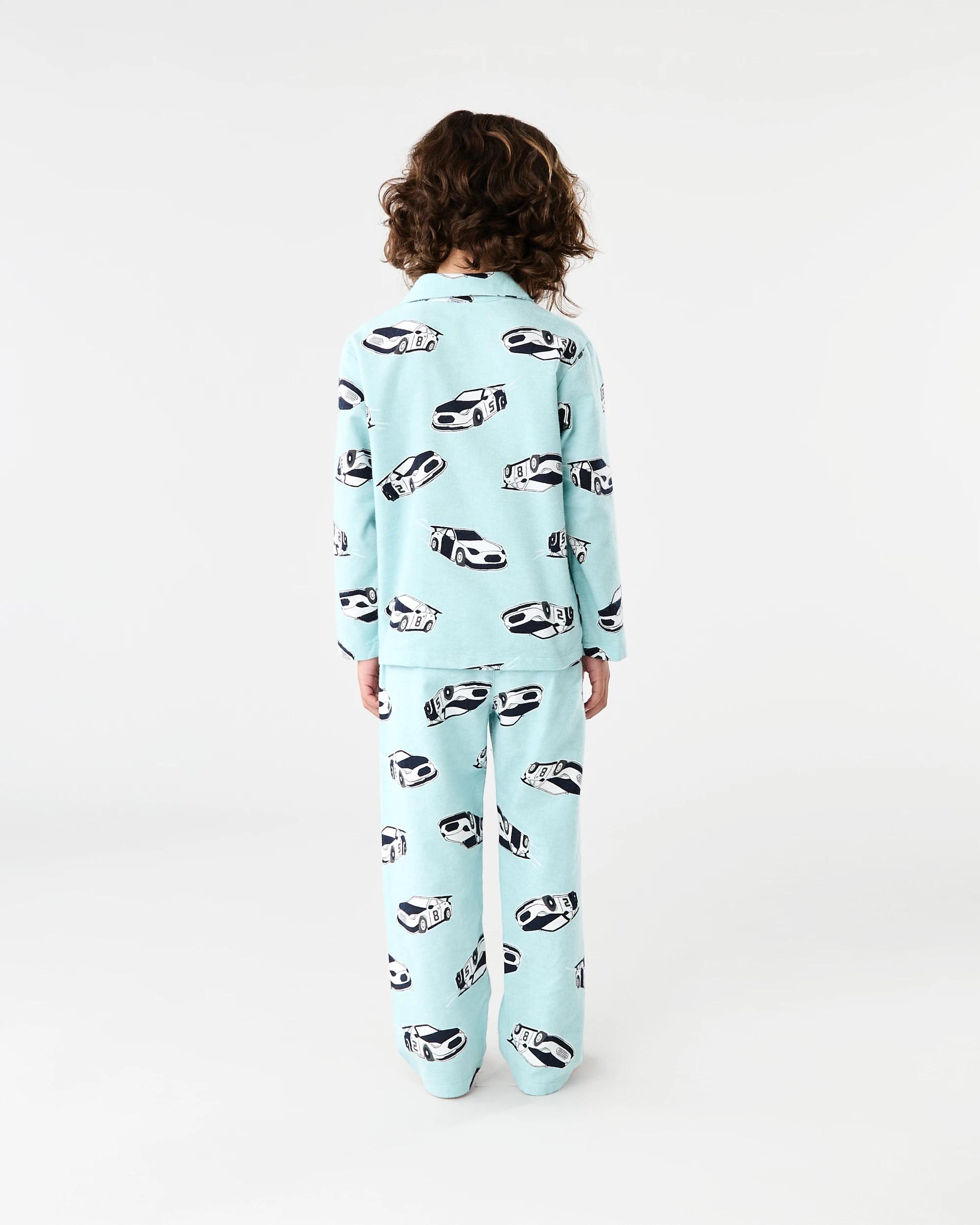 7 Flannel Pyjama Set Grn Car, 7 of 7