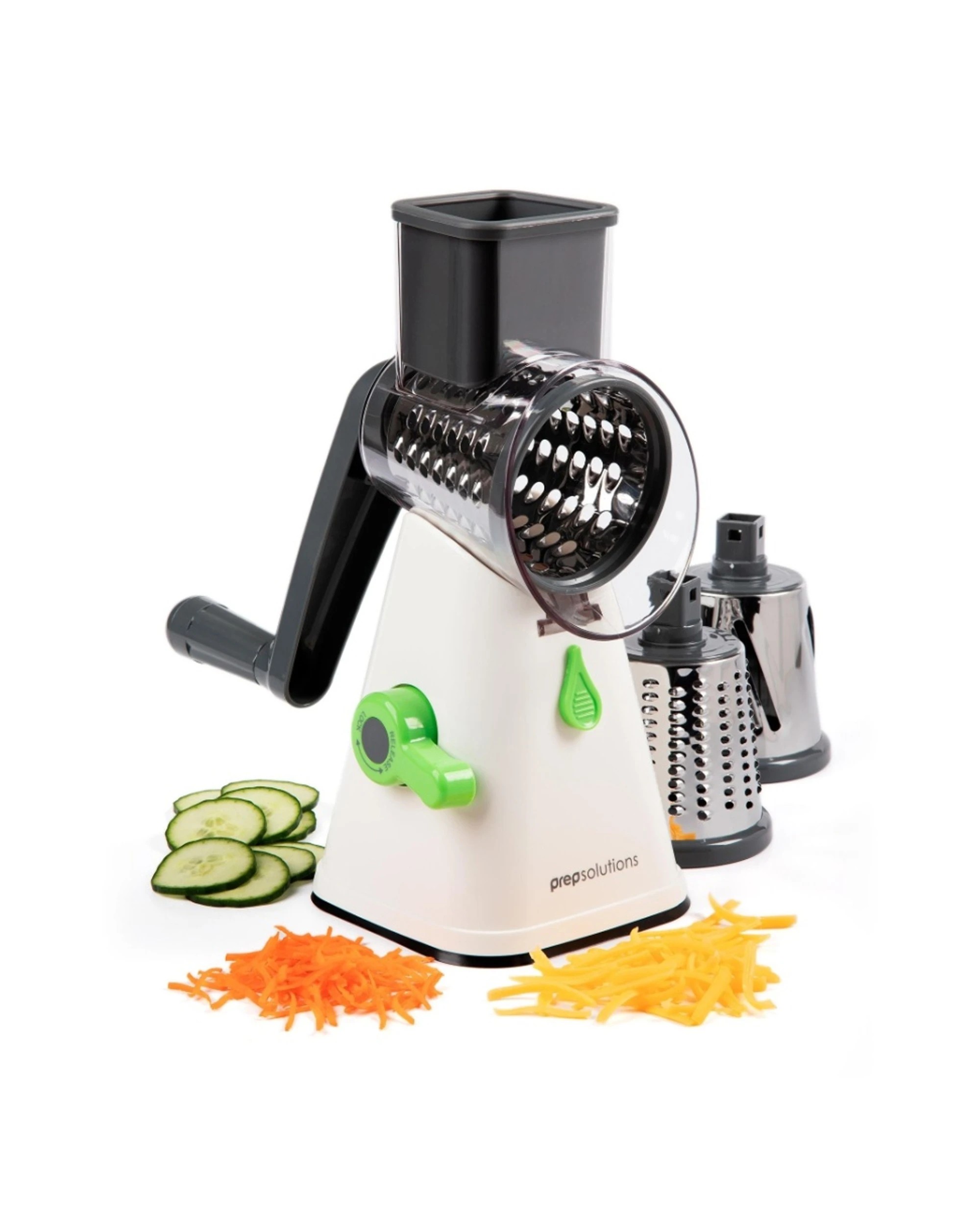 2 Progressive Rotary Grate And Slice Kitchen Gadget With 3 Stainless Steel Drums - Plain, 2 of 6