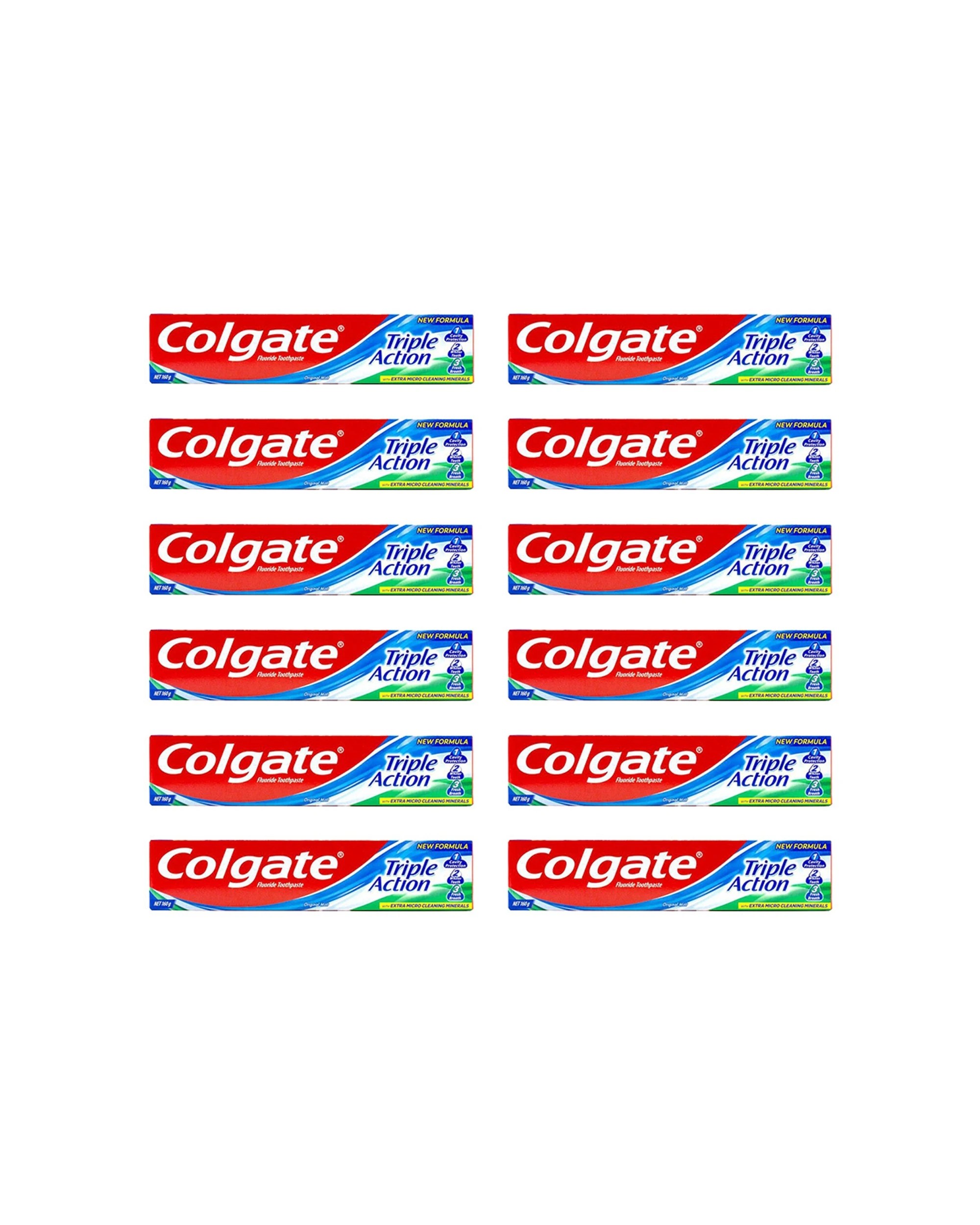 1 Colgate 12pk Fluoride Toothpaste Tube Triple Action Original Mint 160g - Multi, 1 of 4