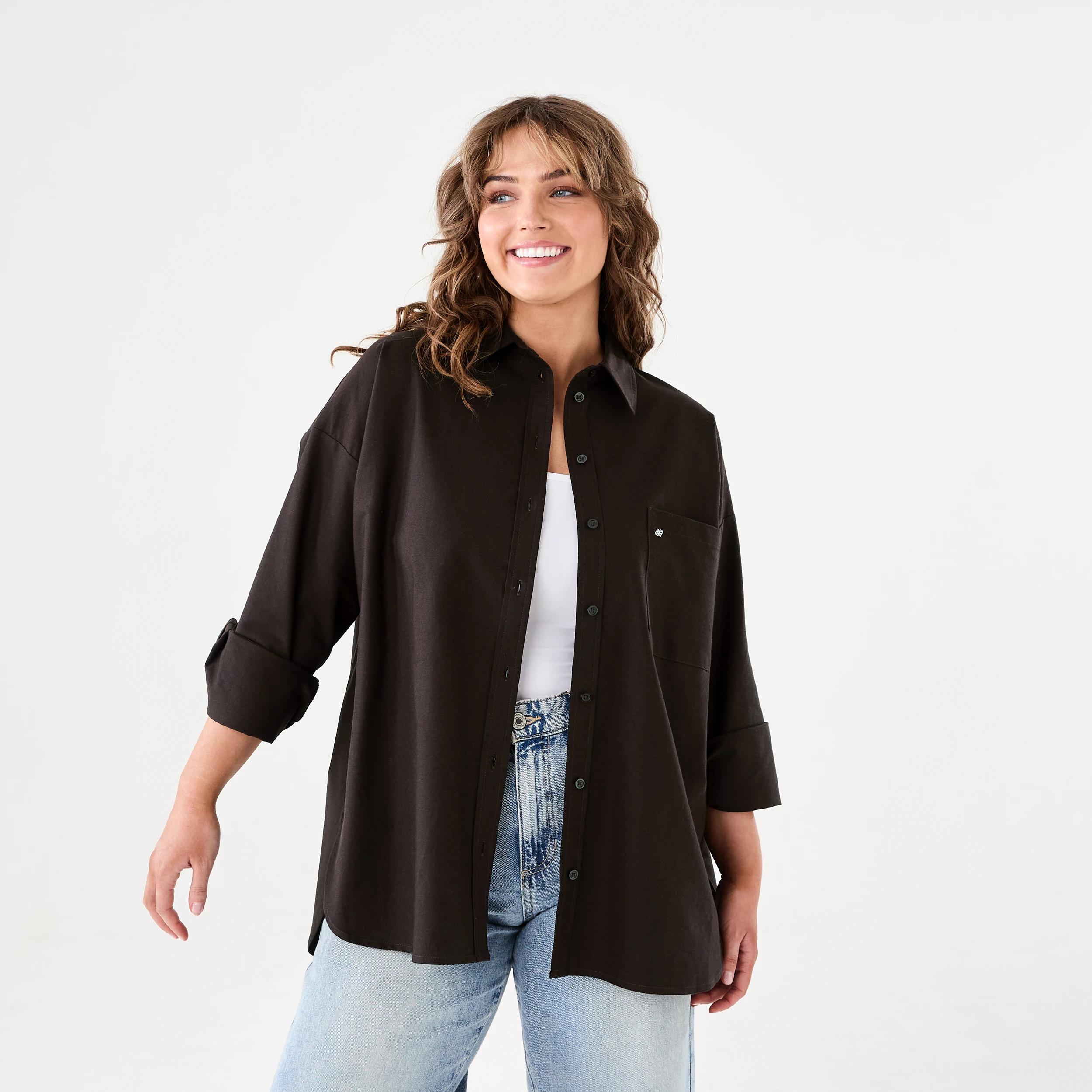 1 Long Sleeve Oxford Shirt MELTED CHOCOLATE, 1 of 6