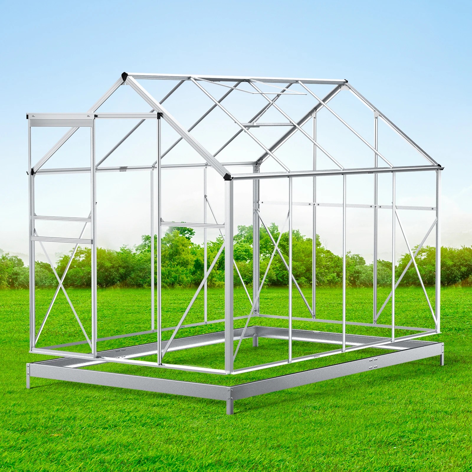 4 Alfordson Greenhouse Aluminium Polycarbonate Garden Storage Shed 1.9x2.5x1.8M - White, 4 of 7