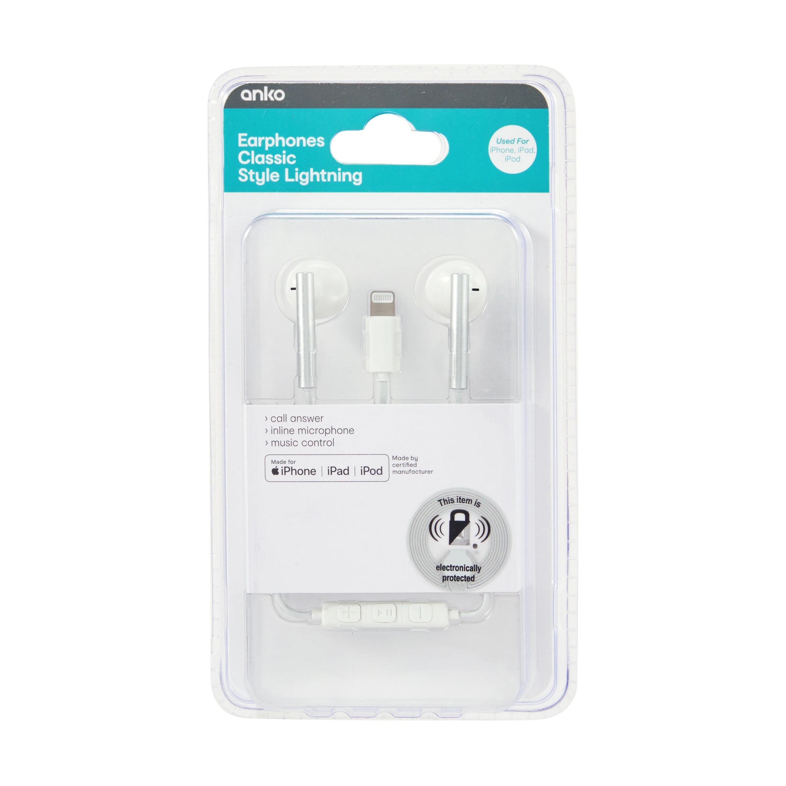 4 Classic Style Lightning Earphones - White, 4 of 5