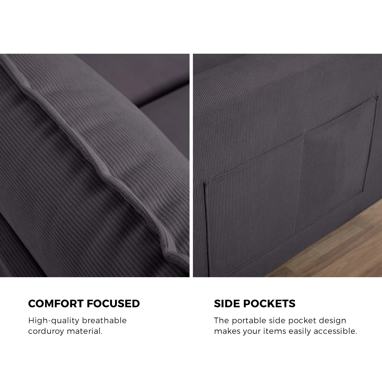 9 Oikiture Sofa Ottoman Set Modular Couch Lounge - Grey, 9 of 10