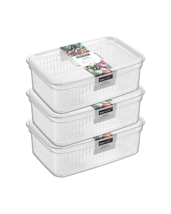 Boxsweden 3x Crystal Vegetable Storer Fridge Container 4.7L - Clear