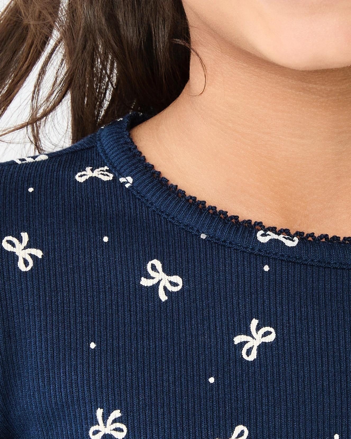 4 Long Sleeve Rib T-shirt Nvy Bow, 4 of 8