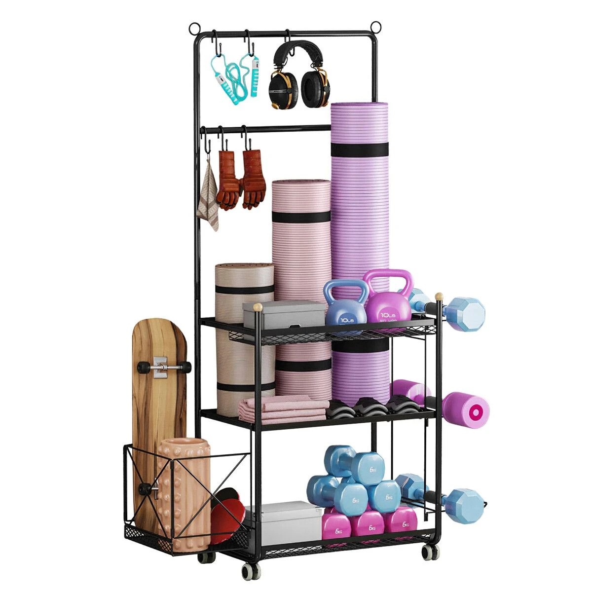 2 Genki Yoga Mat Ball Storage Rack Weight Dumbbell - Black, 2 of 8