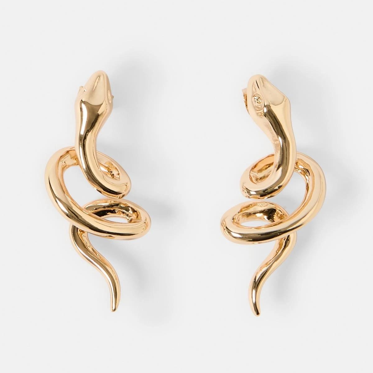 1 Snake Stud Earrings - Gold Tone Gold, 1 of 5