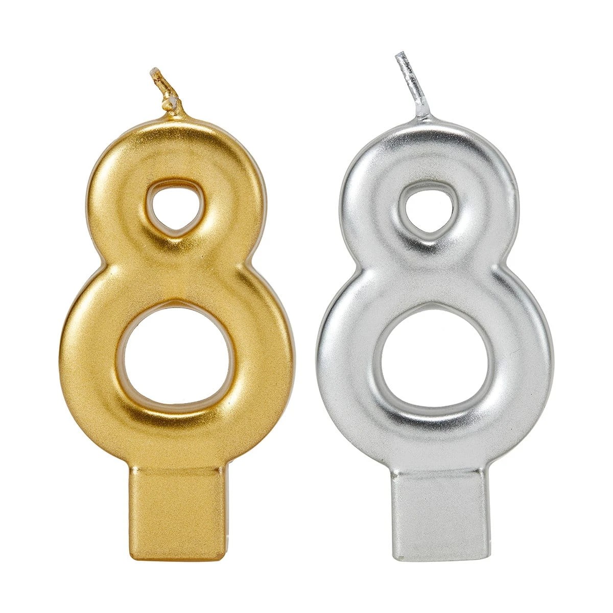 1 Metallic Candle Number 8 - Assorted, 1 of 6