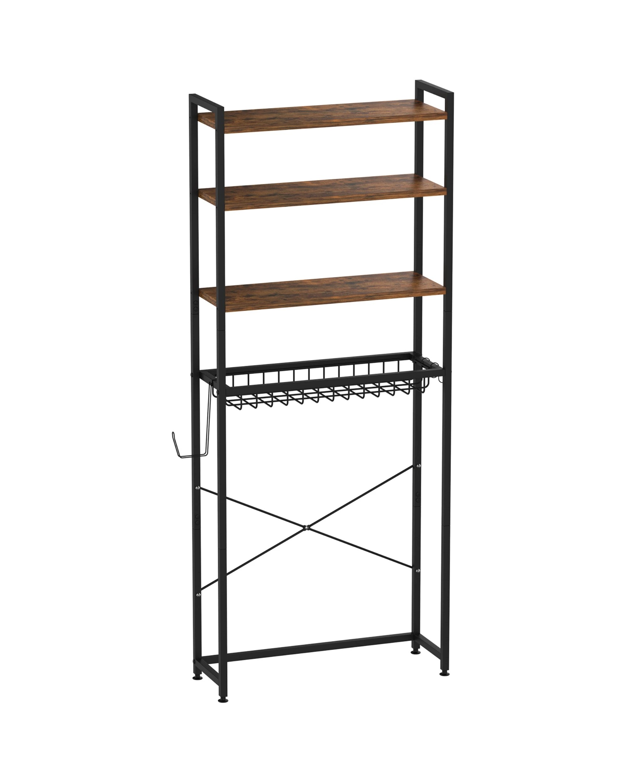 1 Advwin 4-Tier Over Toilet Storage Rack Over Washer Bathroom Organizer Shelf Walnut, 1 of 10