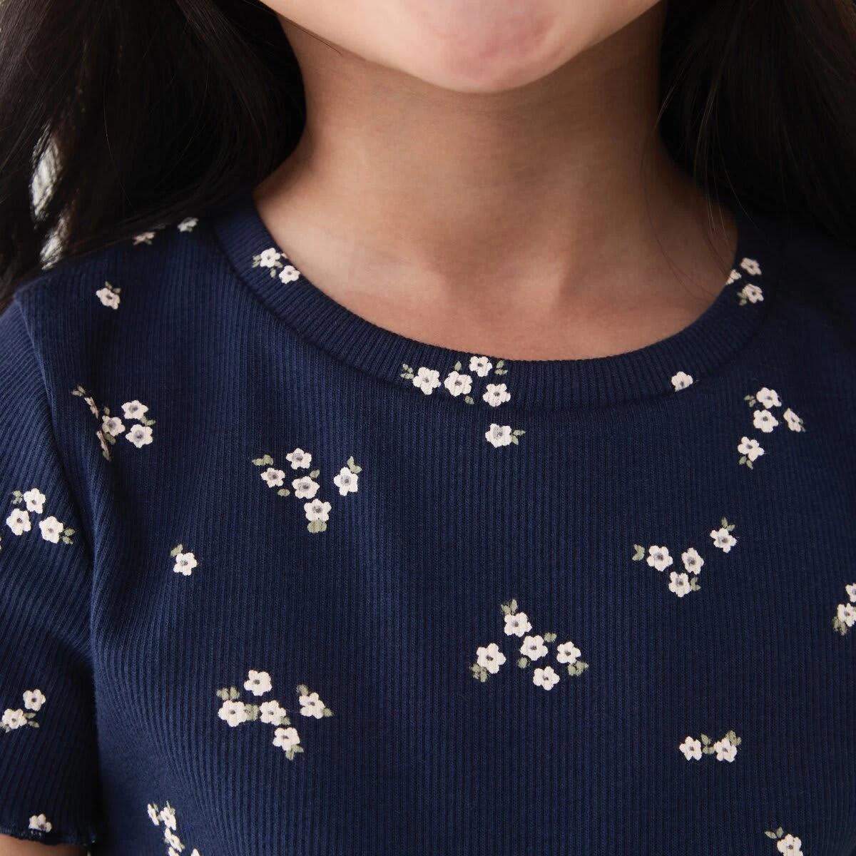 4 Short Sleeve Rib T-shirt FLORAL DITZY NAVY, 4 of 6