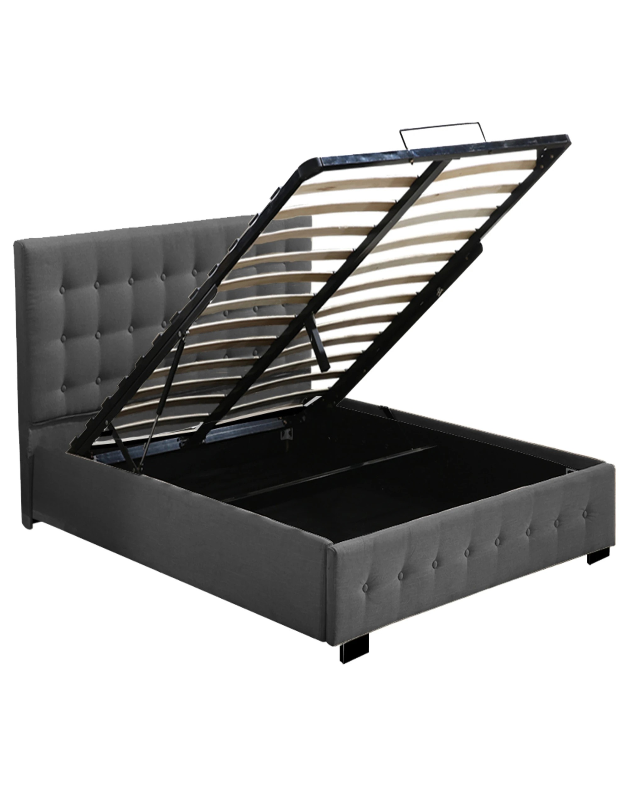 2 Levede Gas Lift Bed Frame Double - Dark Grey, 2 of 7
