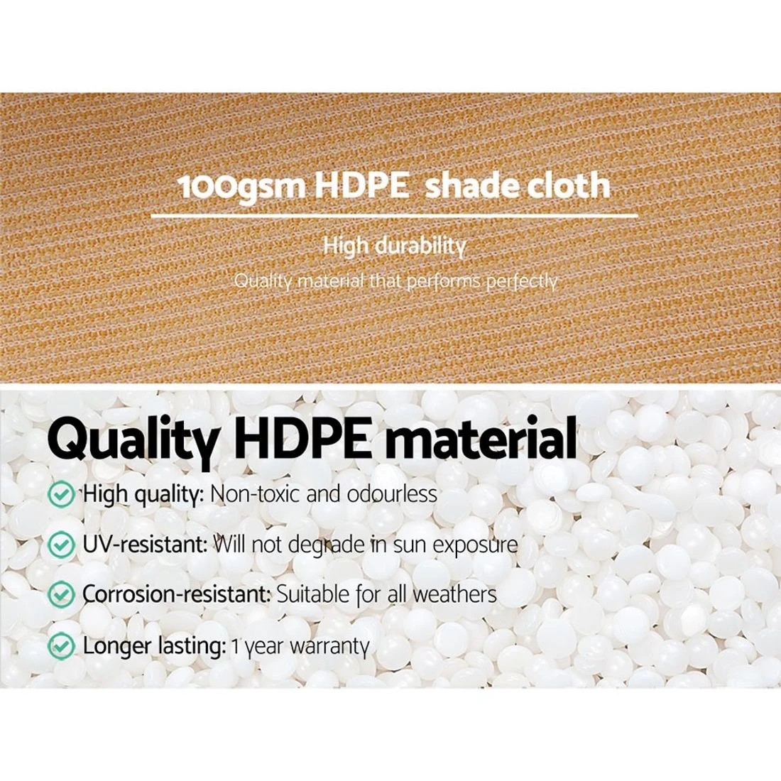 3 Instahut 50% Shade Cloth 1.83x10m Shadecloth Sail Hevy Duty - Beige, 3 of 5