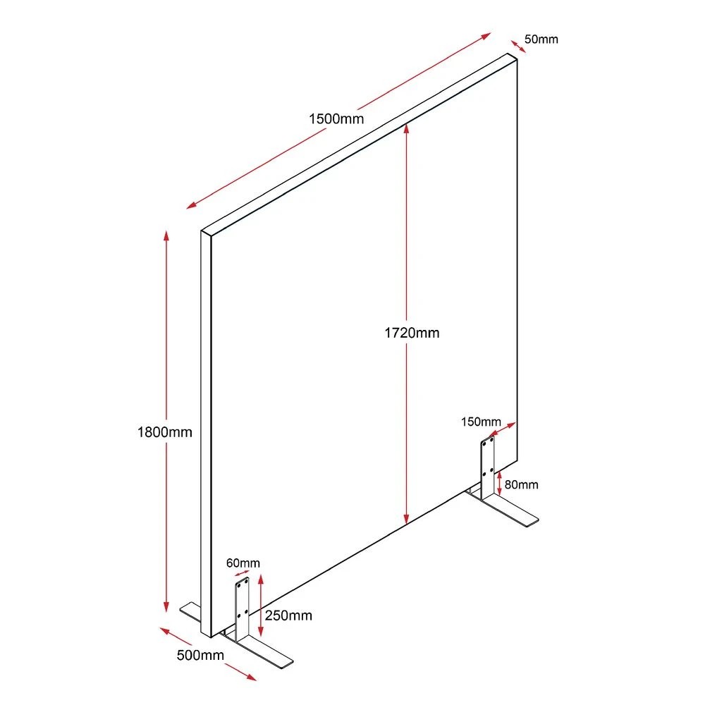 2 Rapidline Free Standing Acoustic Screen 1500 x 1800mm Office Furnishing Accessories Workspace Screens & Partitions, 2 of 2