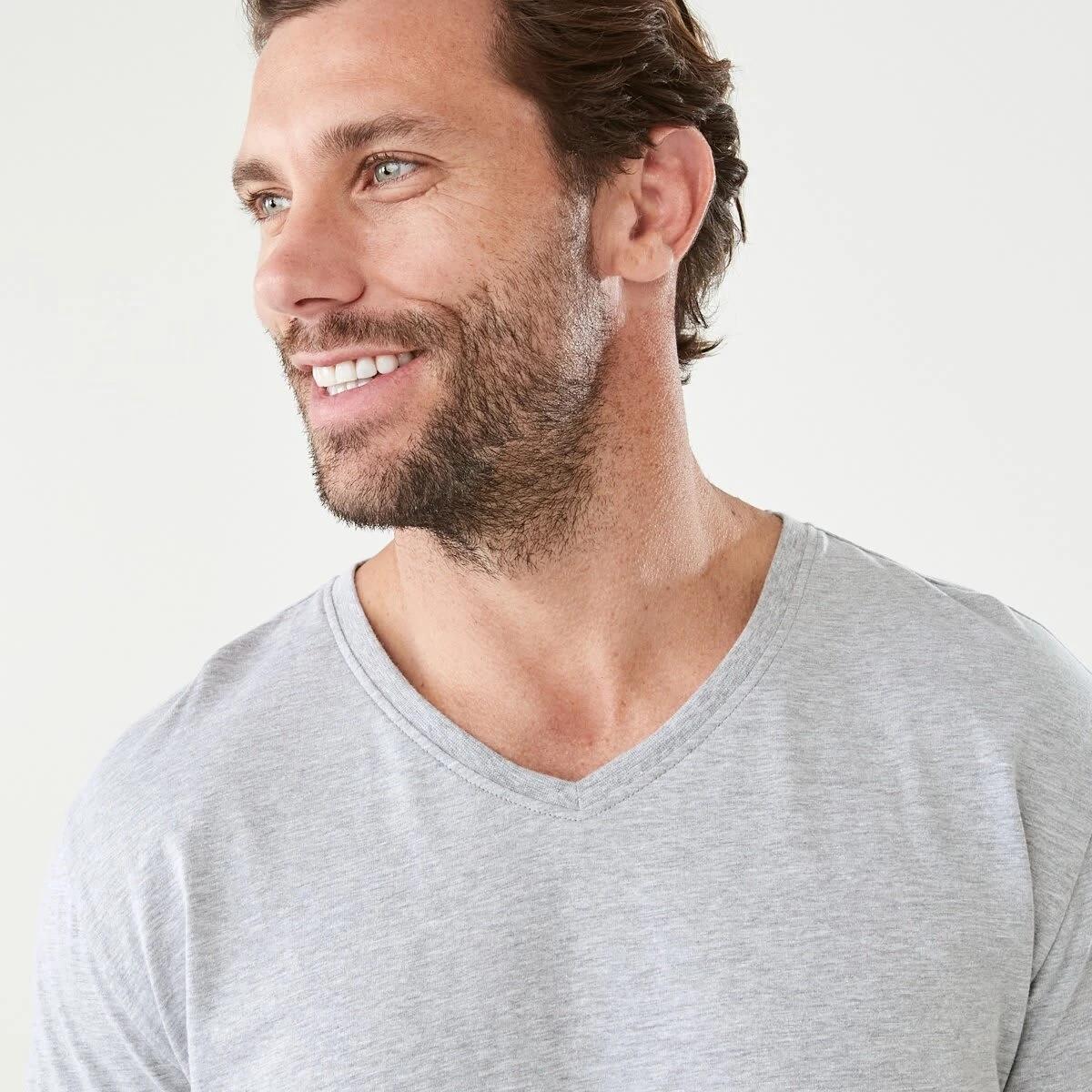 4 Plain V-Neck T-shirt Gry Marle, 4 of 5