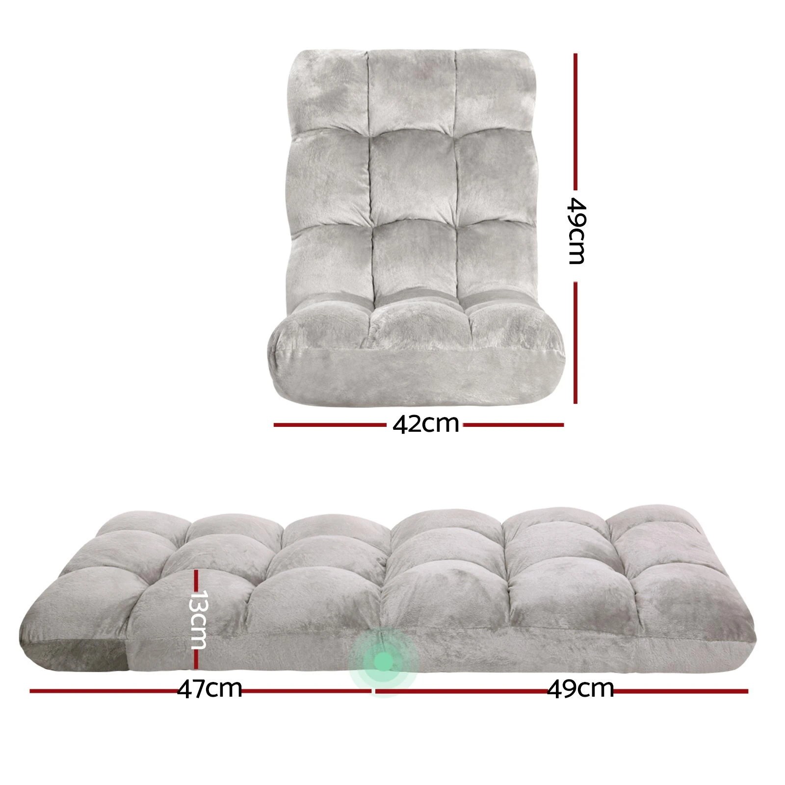 2 Artiss 4X Lounge Sofa Bed Flannel Fabric - Grey, 2 of 9