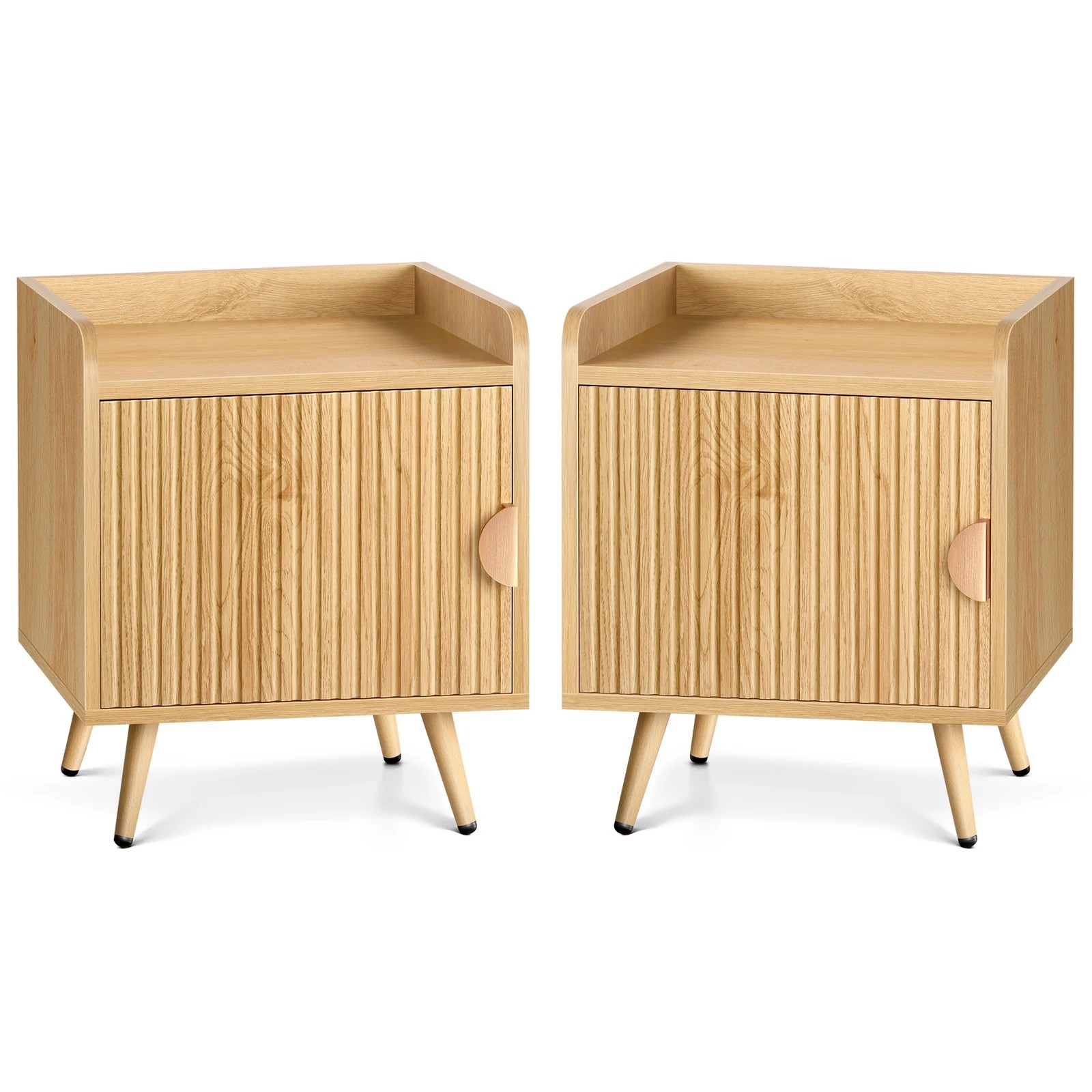 1 Alfordson 2x Bedside Table Cabinet Nightstand Side Storage - Oak, 1 of 10