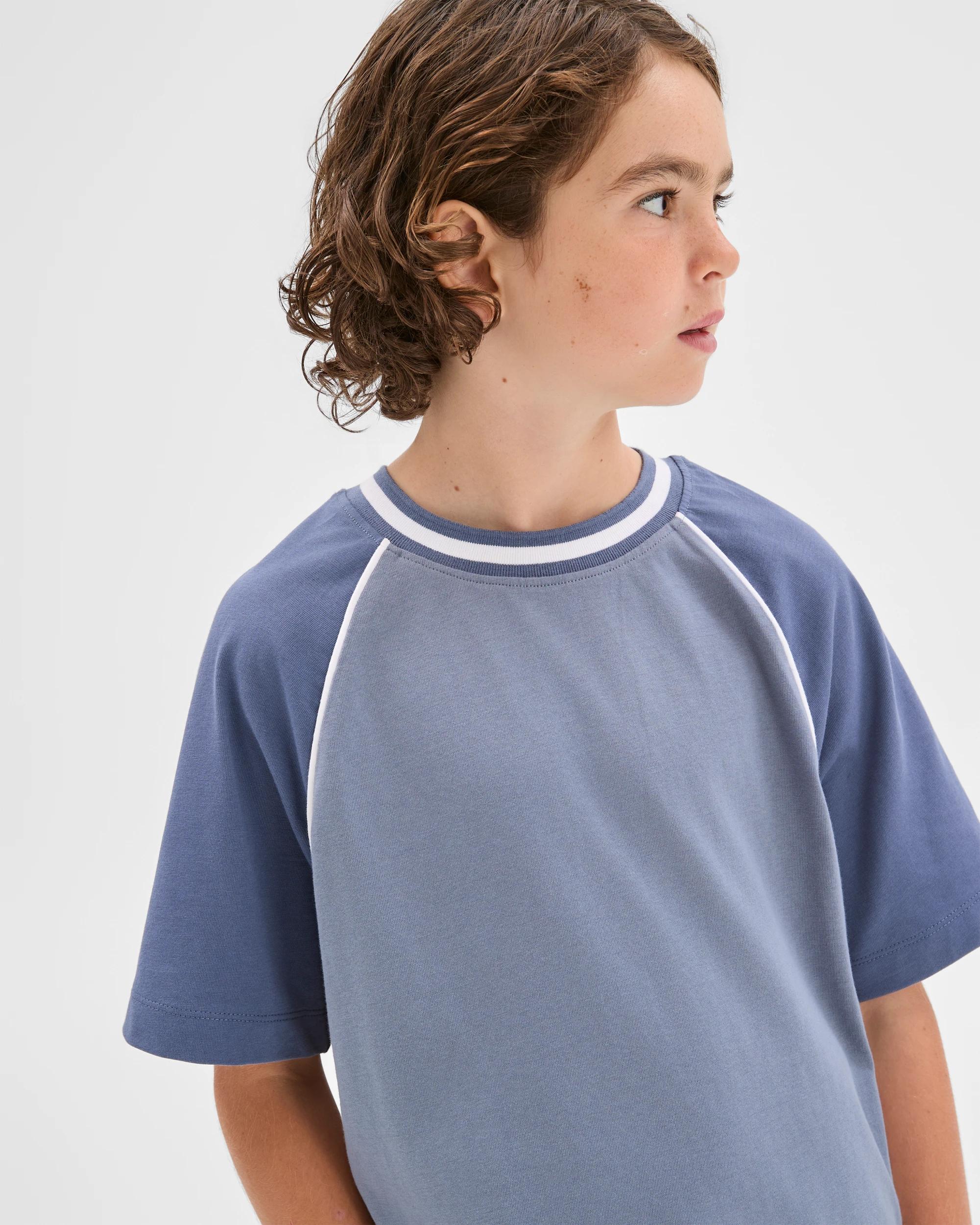 4 Target Kids Australian Cotton Raglan Sleeve Spliced T-Shirt BLUE, 4 of 6