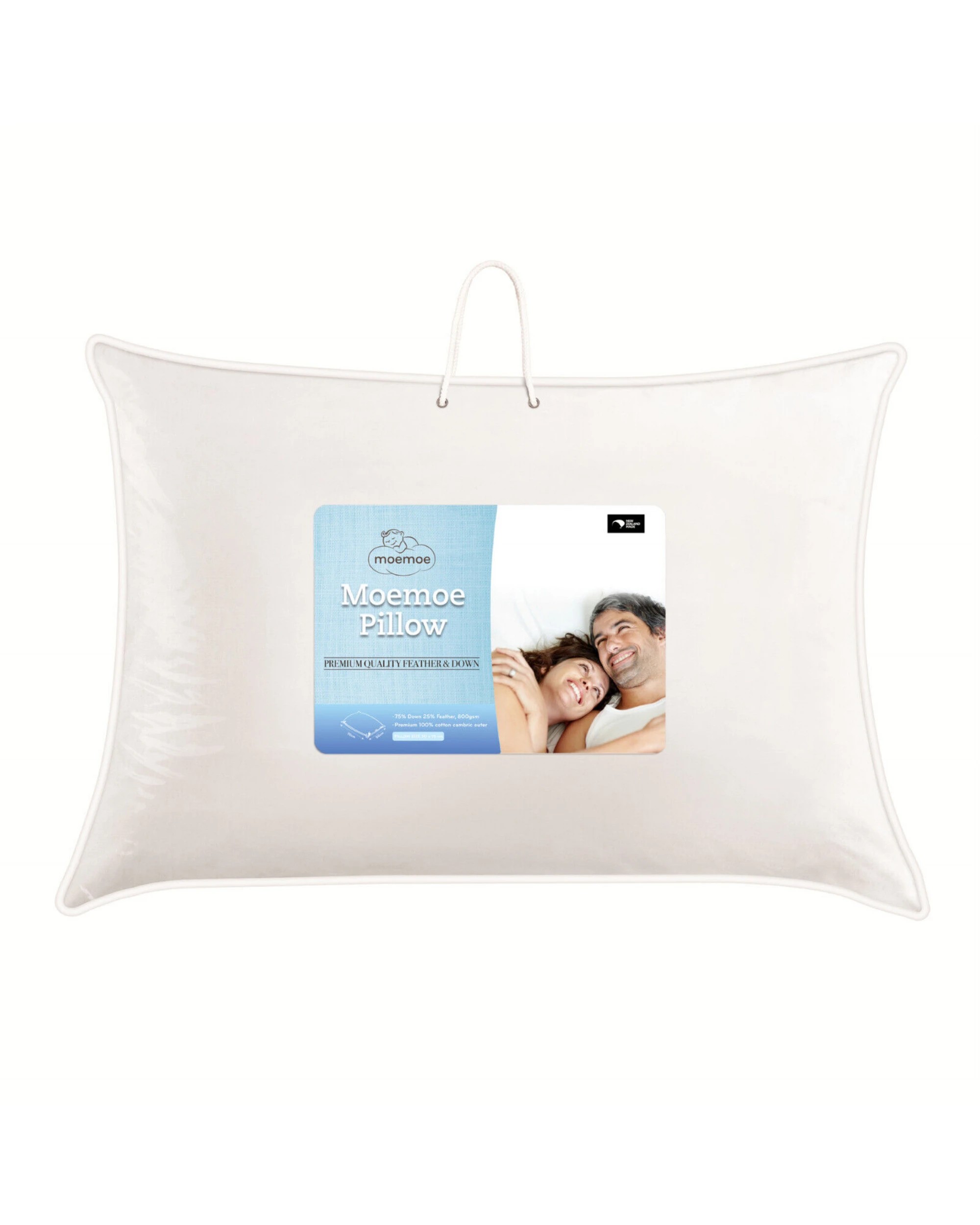 1 Moemoe Premium 75/25 Feathers & Down Standard Pillow 800GSM - White, 1 of 1