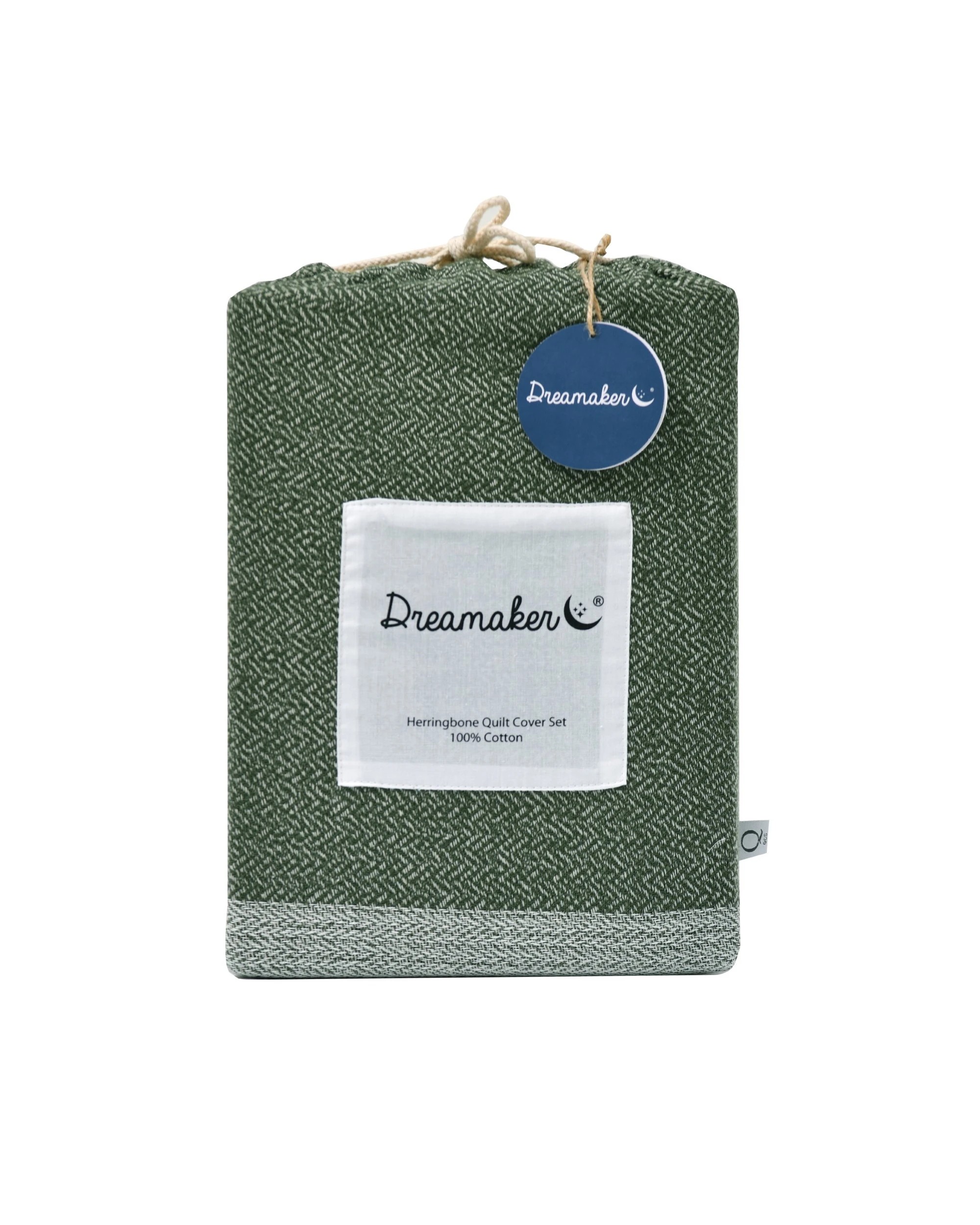 7 Dreamaker 100% Cotton Textured Herringbone Quilt Cover Set - King Bed - Olive, 7 of 7
